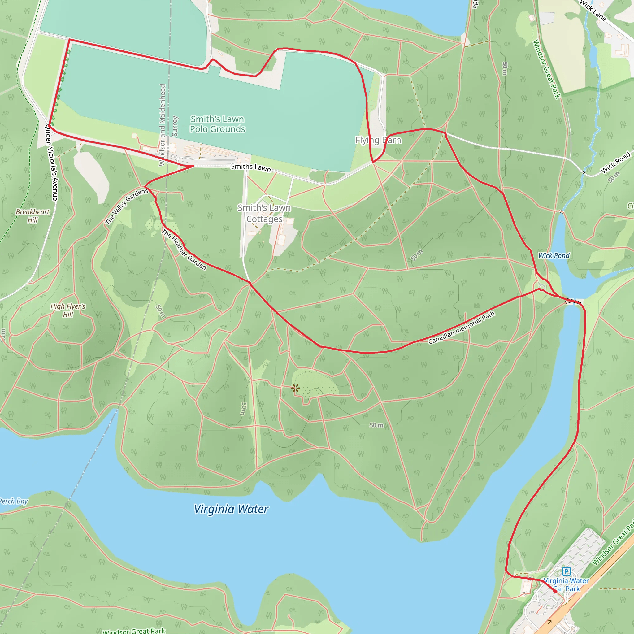 Oxshed Clump via Canadian Memorial Path mobile static map