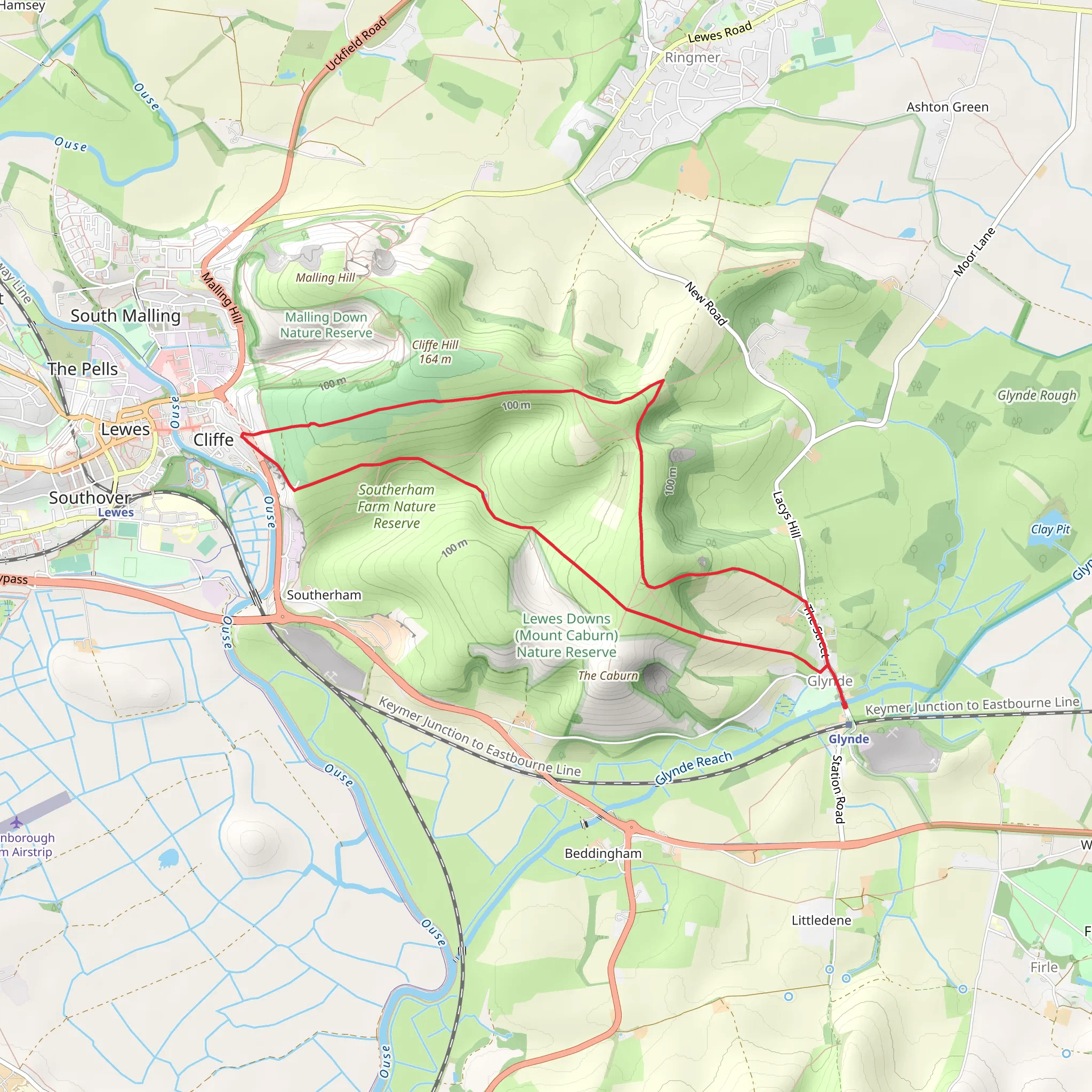 Glynde - Mount Caburn and Lewes mobile static map