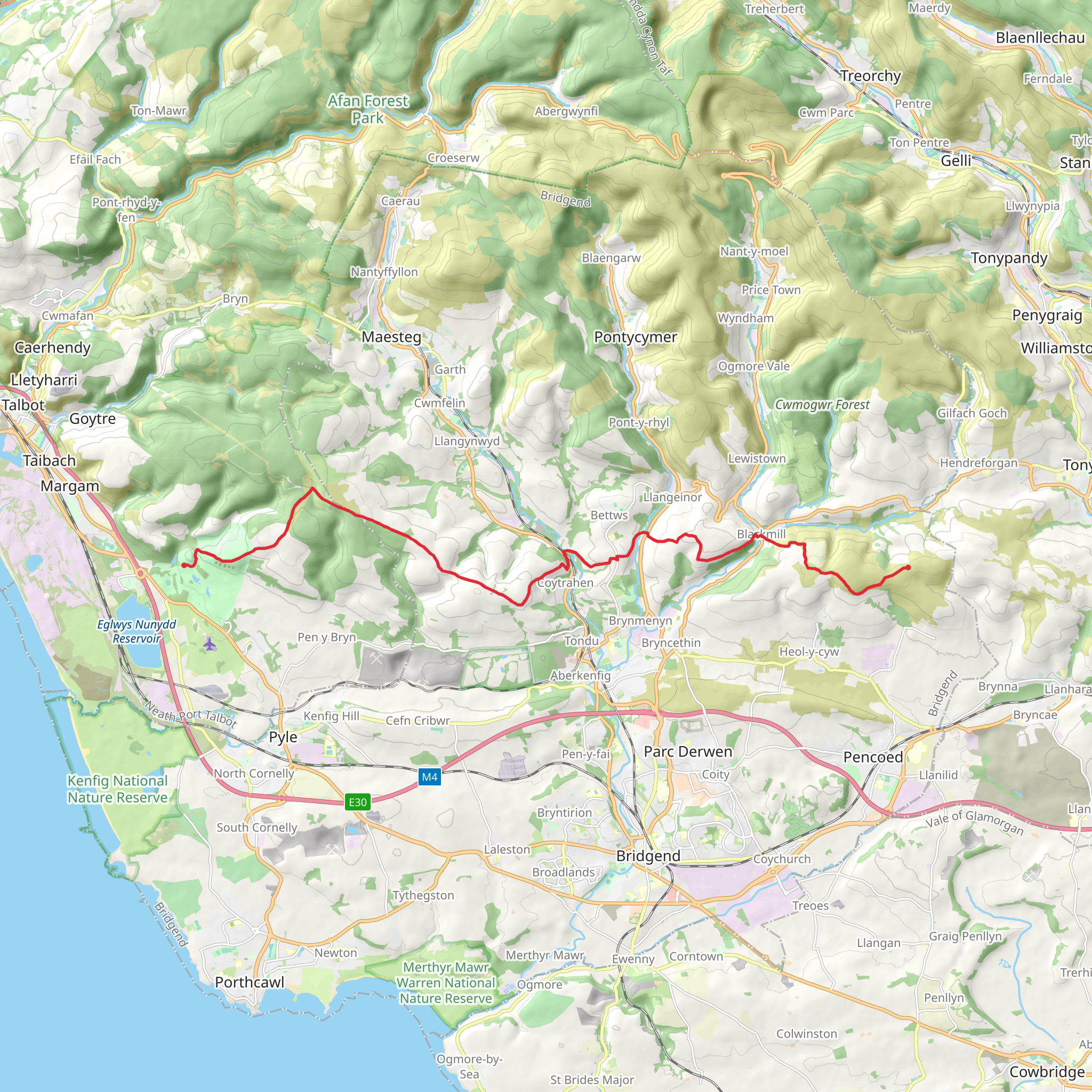 Ogwr Ridgeway Walk mobile static map