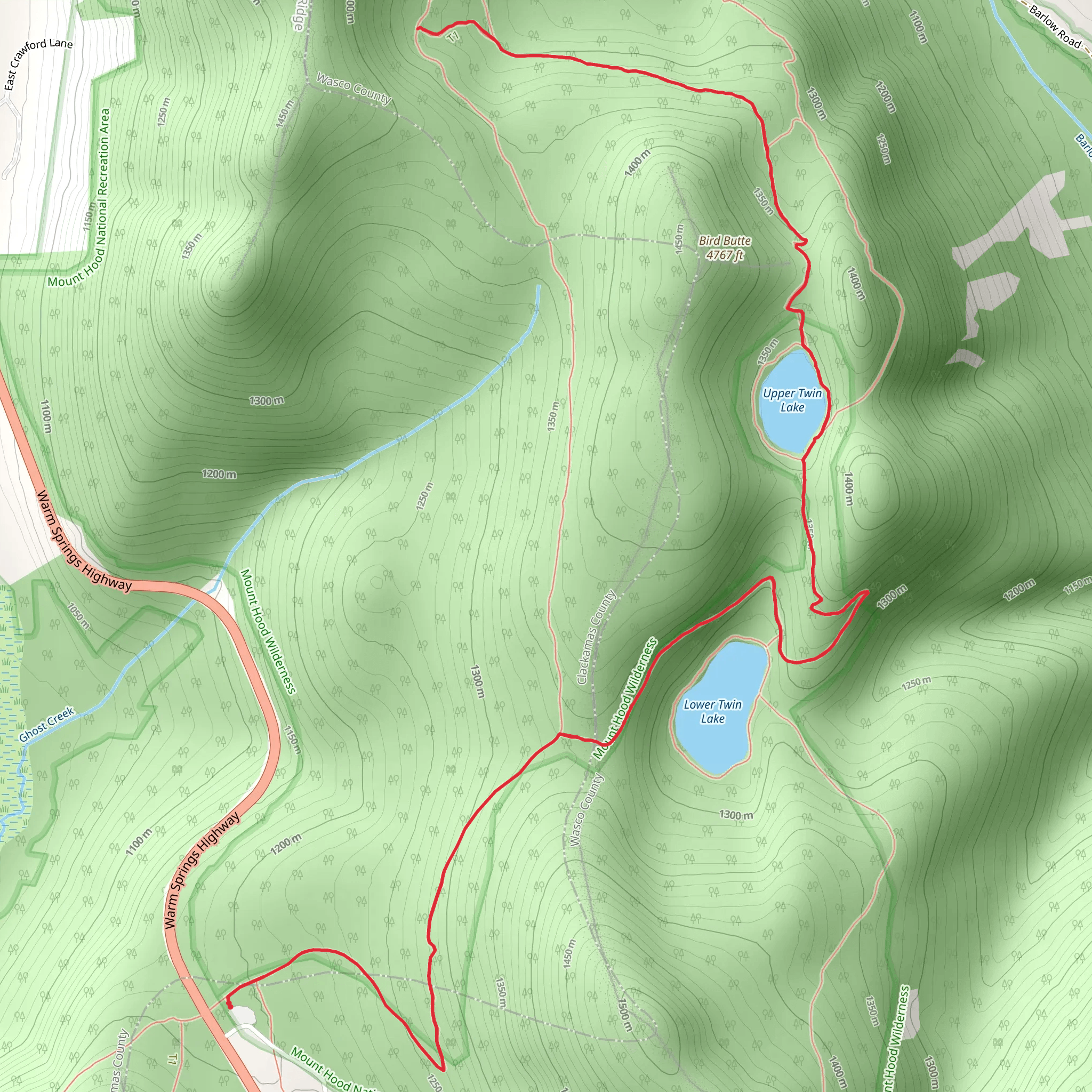 Twin Lakes via Pacific Crest Trail mobile static map
