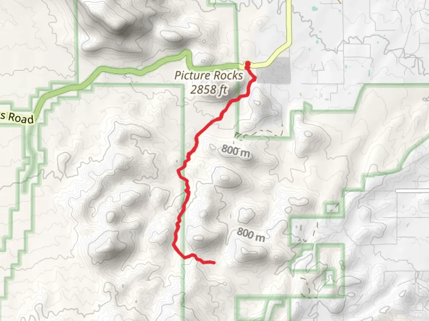 An image depicting the trail Brittlebush Trail via Picture Rocks Wash Trail and its surrounding area.