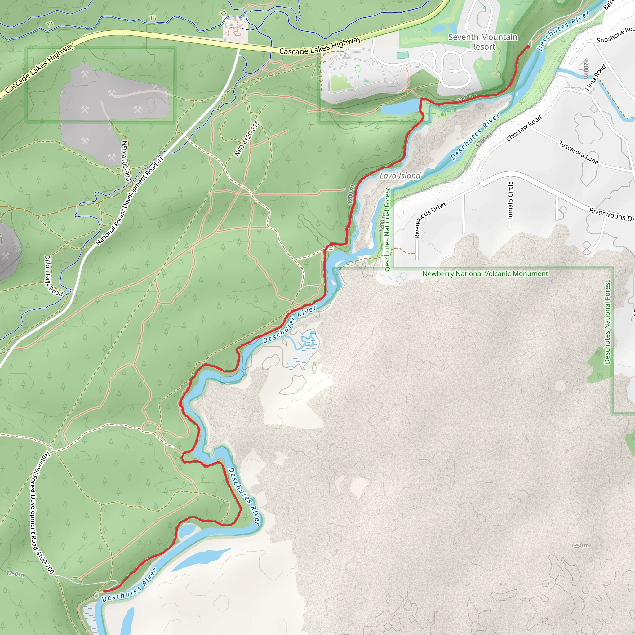 Deschutes River Trail Out and Back mobile static map