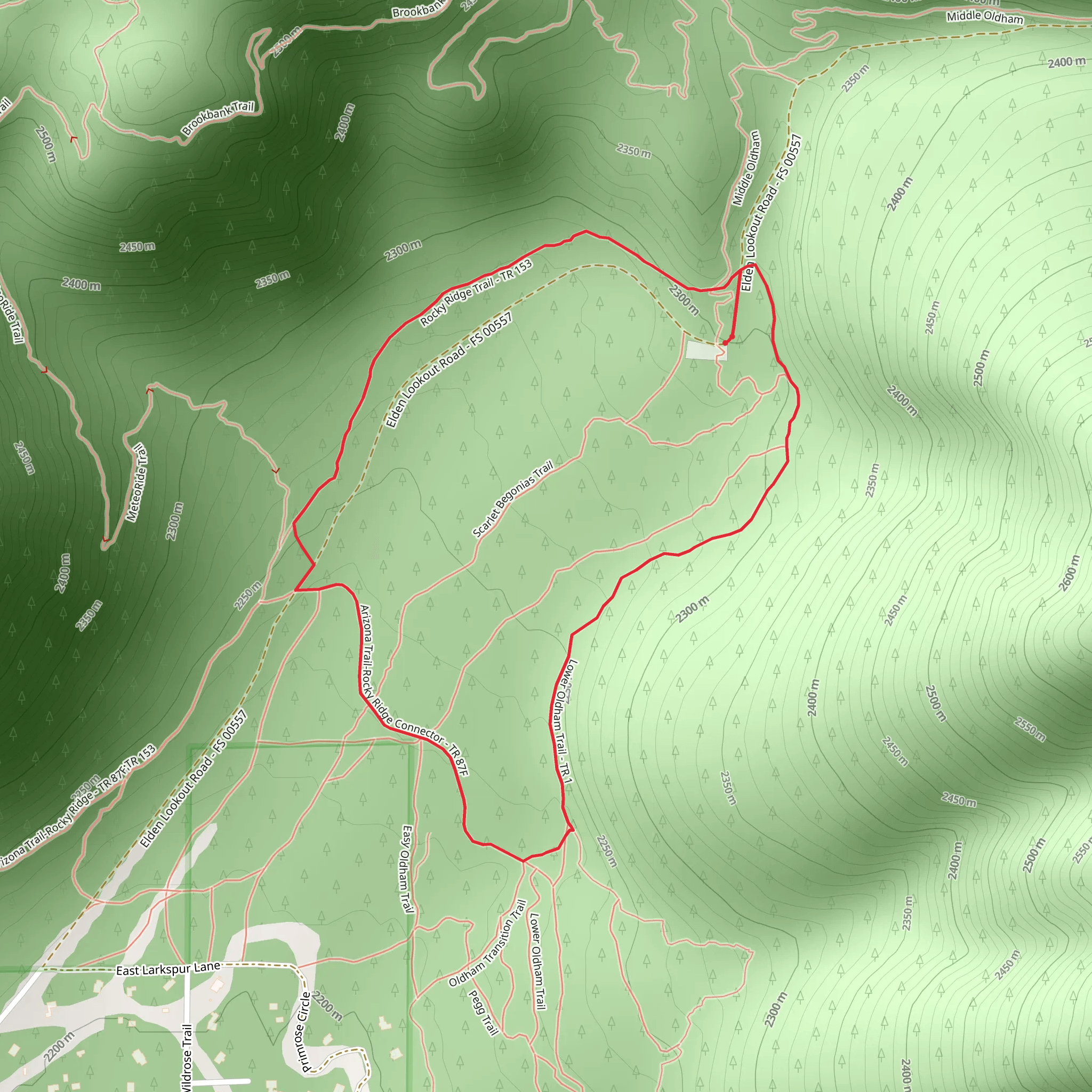 Lower Oldham and Rocky Ridge Loop Trail mobile static map