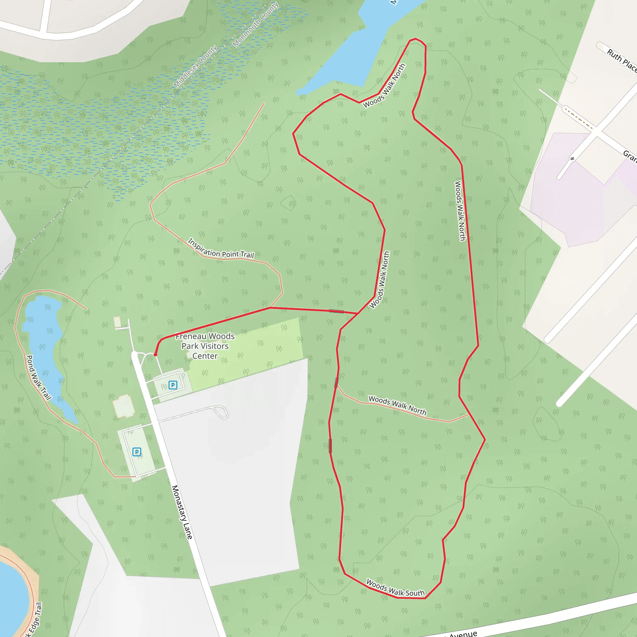 Inspiration Point Trail and Woods Walk North Loop mobile static map