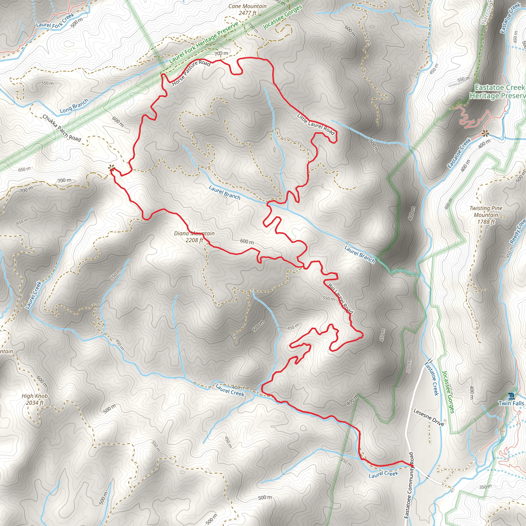 Diana Mountain Loop via Horse Pasture Road and Little Laurel Road Loop mobile static map
