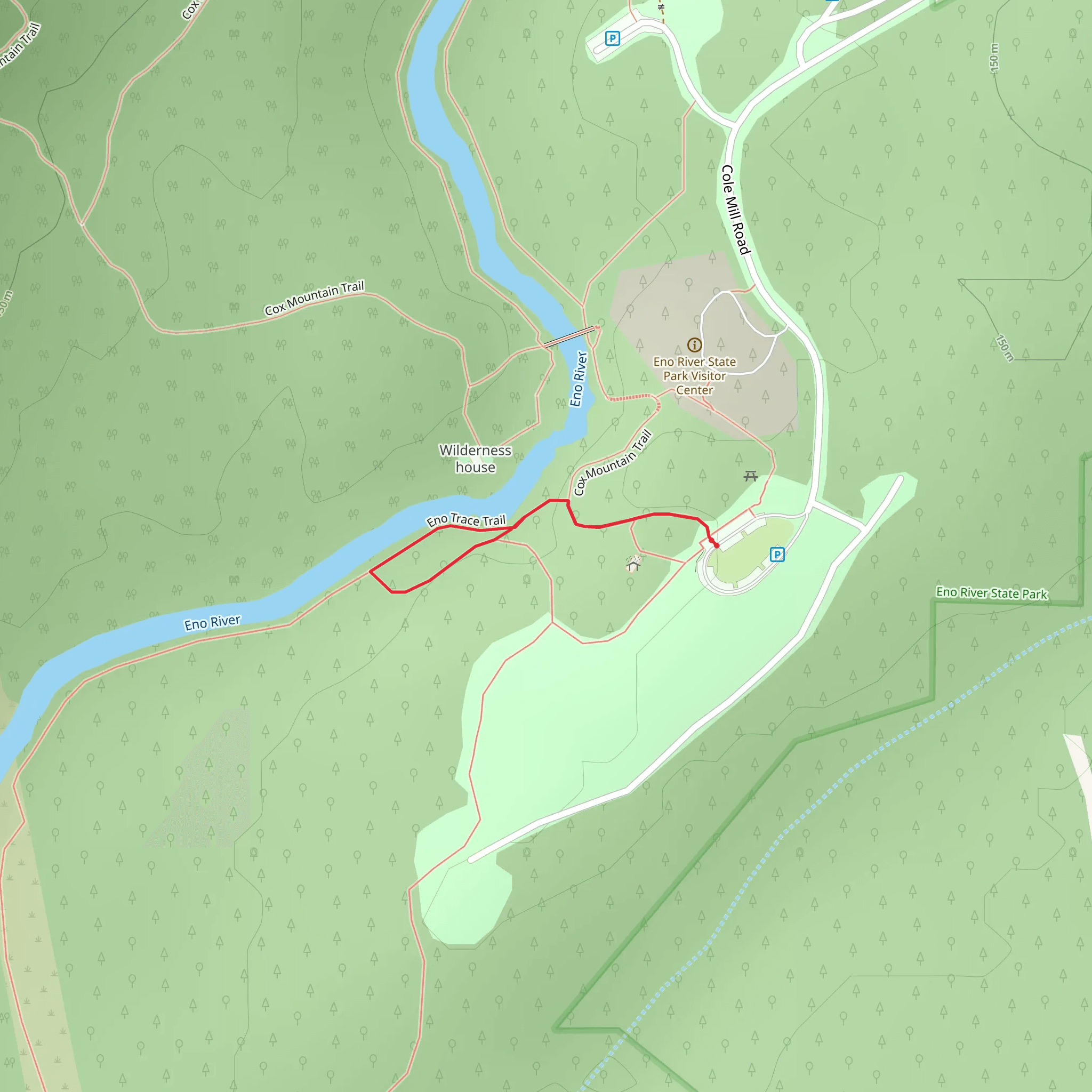 Eno Trace Trail and Cox Mountain Trail mobile static map