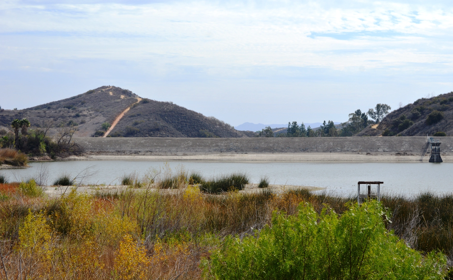 An image depicting the trail Peters Canyon Reservoir and Lake View Loop Trail and its surrounding area.