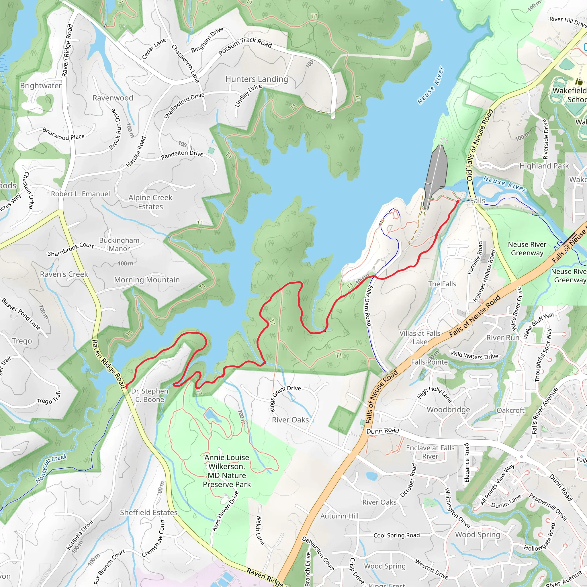 Falls Lake Trail - Neuse River Greenway mobile static map