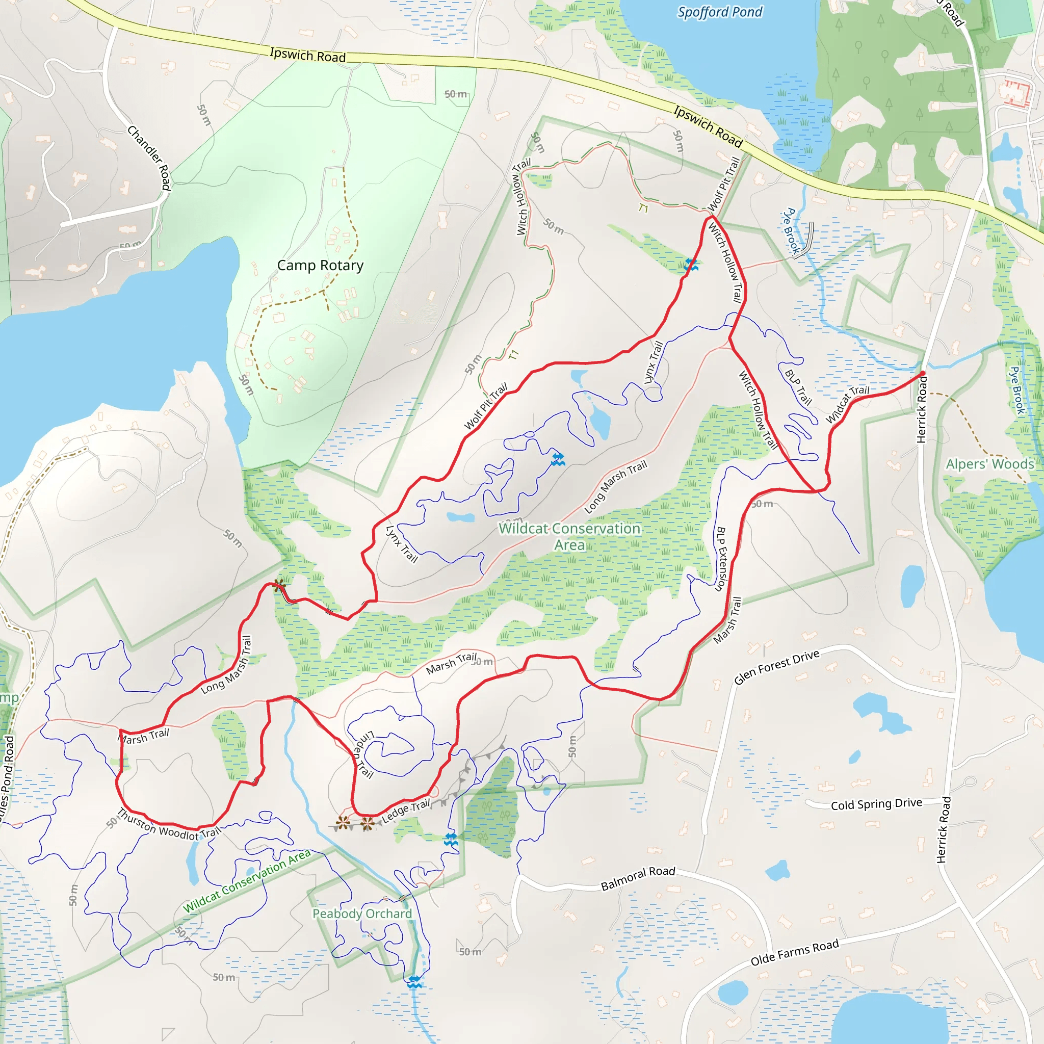 Witch Hollow and Marsh Loop Trail mobile static map