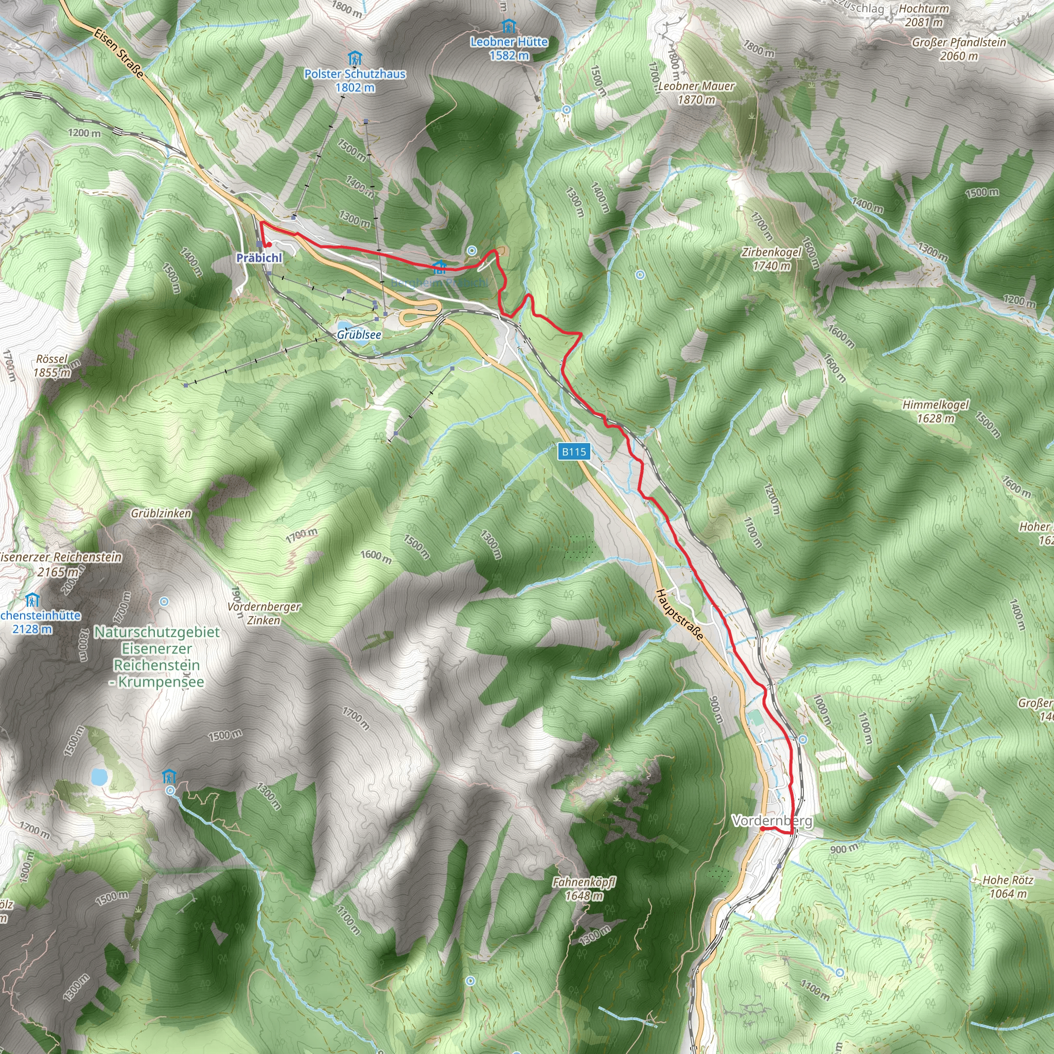 Präbichl - Vordernberg Trail mobile static map