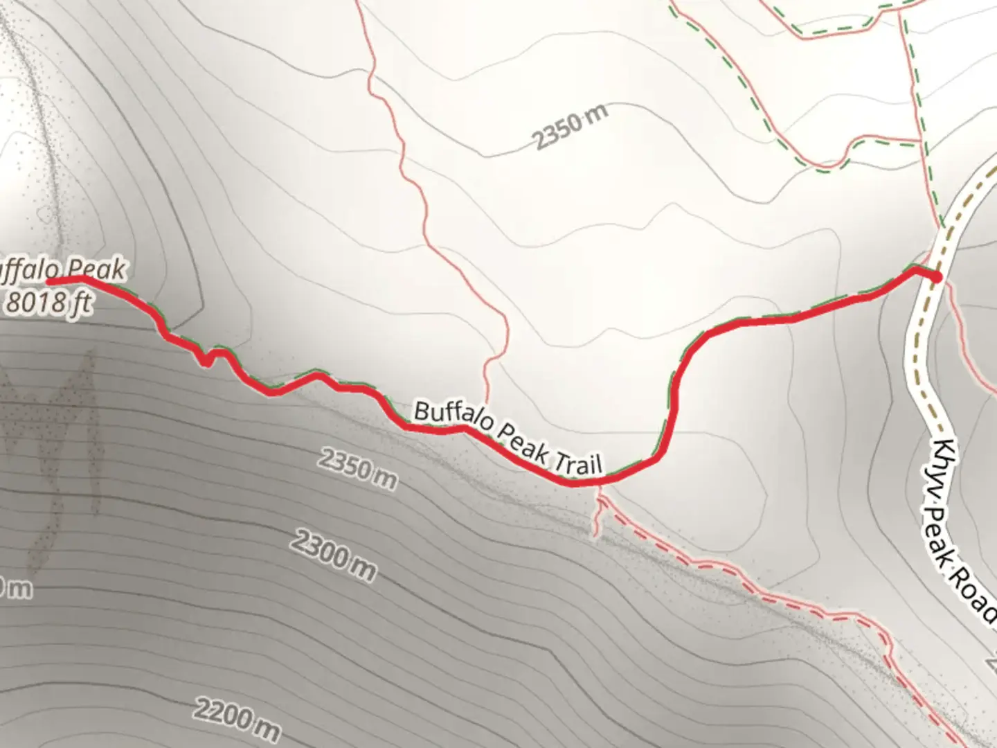 An image depicting the trail Buffalo Peak and its surrounding area.