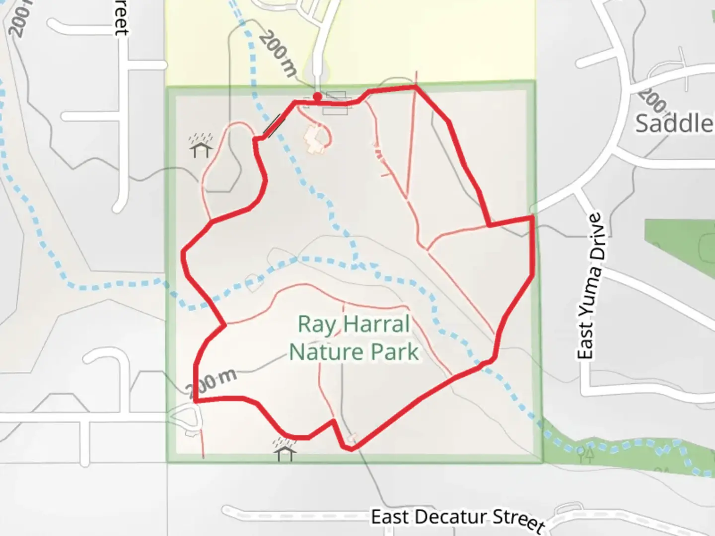 An image depicting the trail Ray Harral Nature Park Loop and its surrounding area.