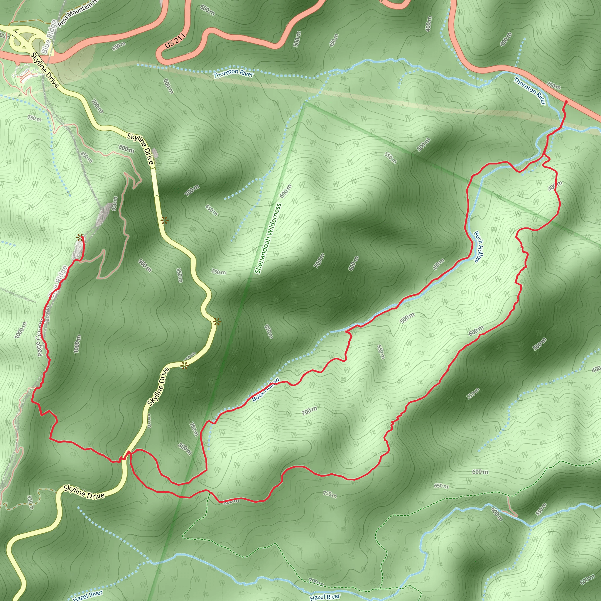 Buck Ridge, Mary's Rock and Buck Hollow Loop Trail mobile static map