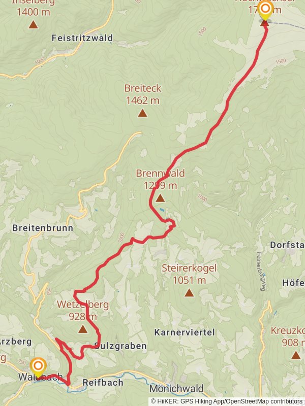 Waldbach - Hochwechsel Trail mobile static map