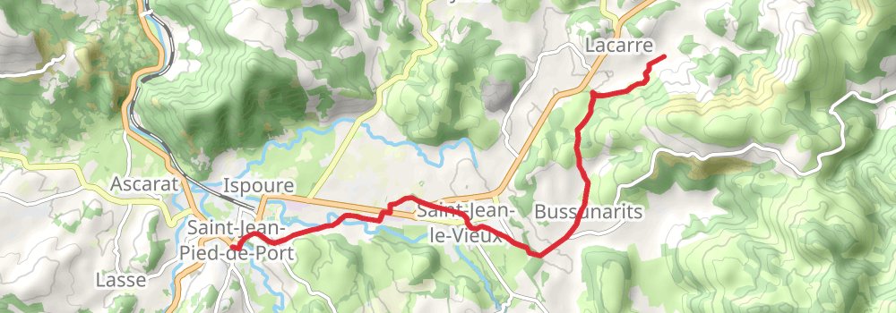 Camino Strasbourg-Saint Jean Pied de Port via Vézelay stage 75 Map