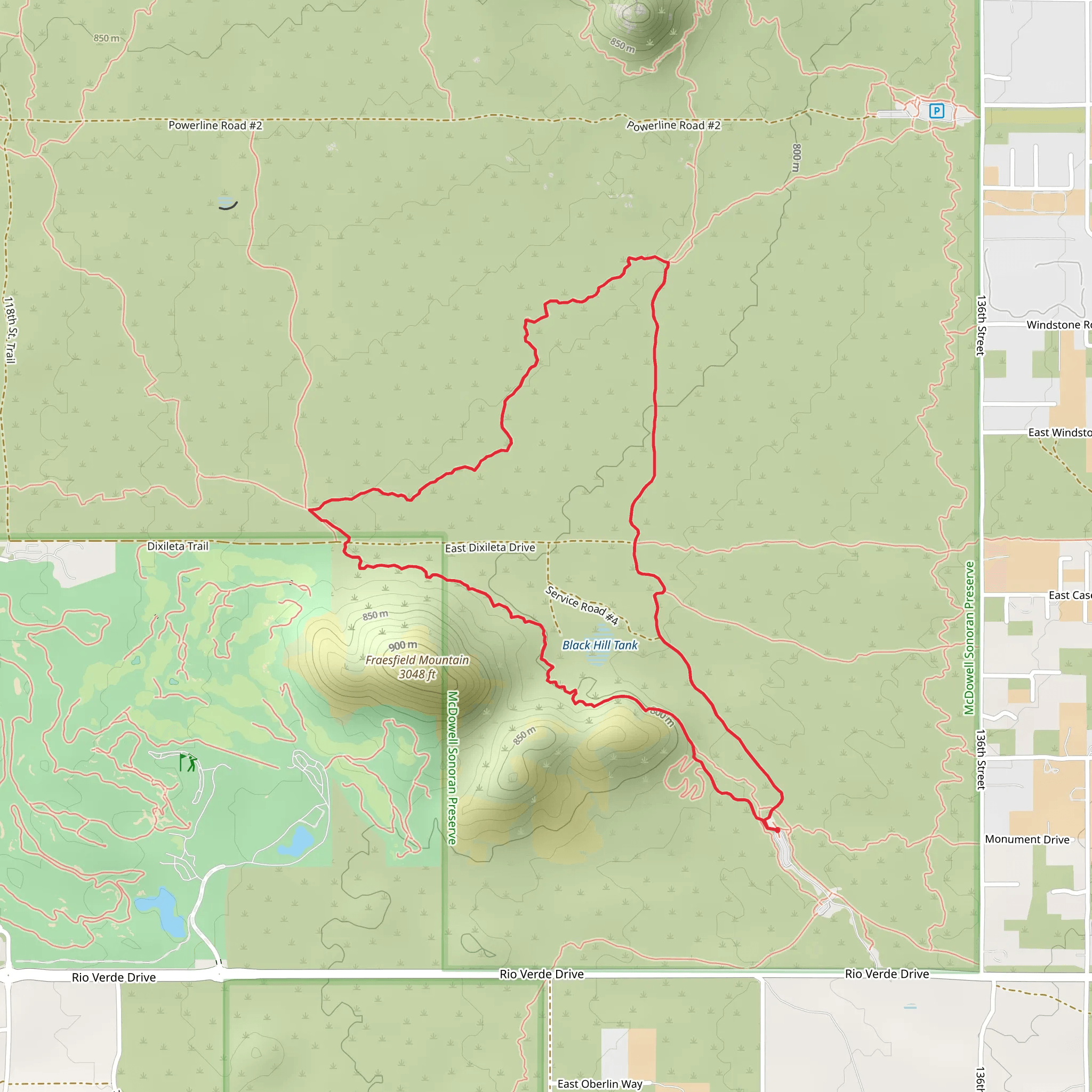 Whiskey Bottle, Turpentine and Black Hill Loop Trail mobile static map