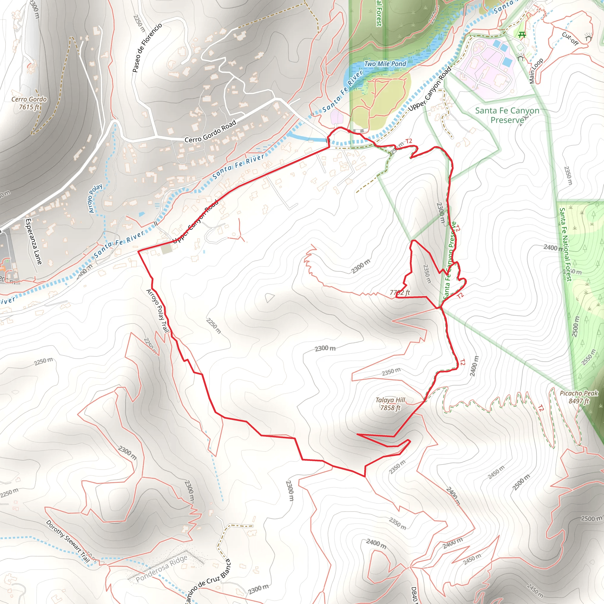 Upper Canyon Road and Arroyo Polay Loop Trail mobile static map