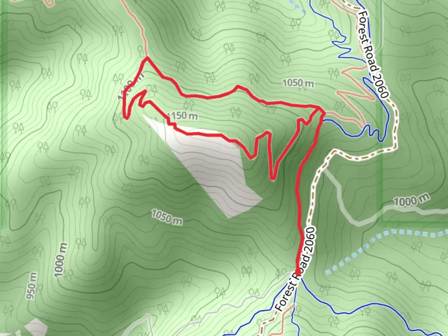 An image depicting the trail Caterpillar Trail and Lewis Loop Gyre and its surrounding area.