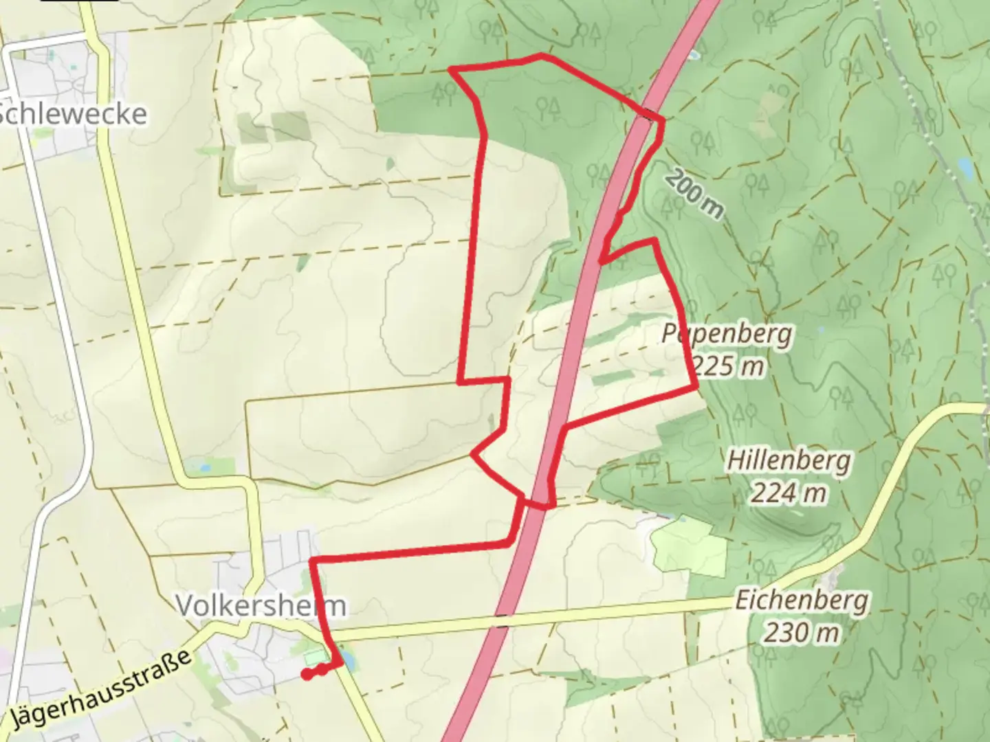 An image depicting the trail Ortfeldweg and Kramhagenweg Loop and its surrounding area.