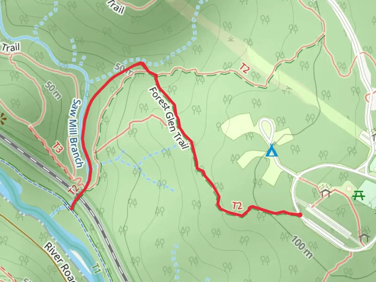 An image depicting the trail Forest Glen Trail and its surrounding area.