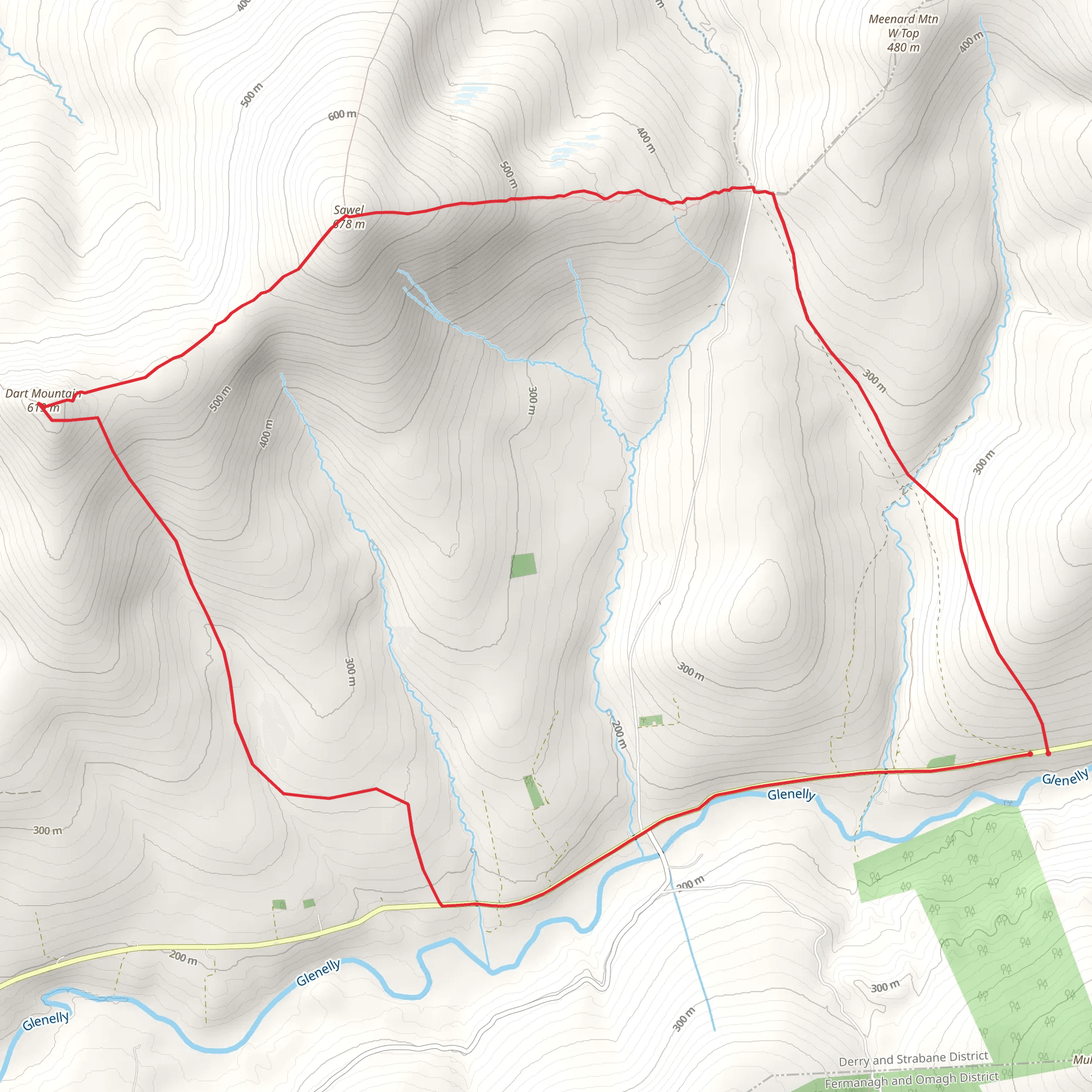 Sawel and Dart Mountain Loop mobile static map