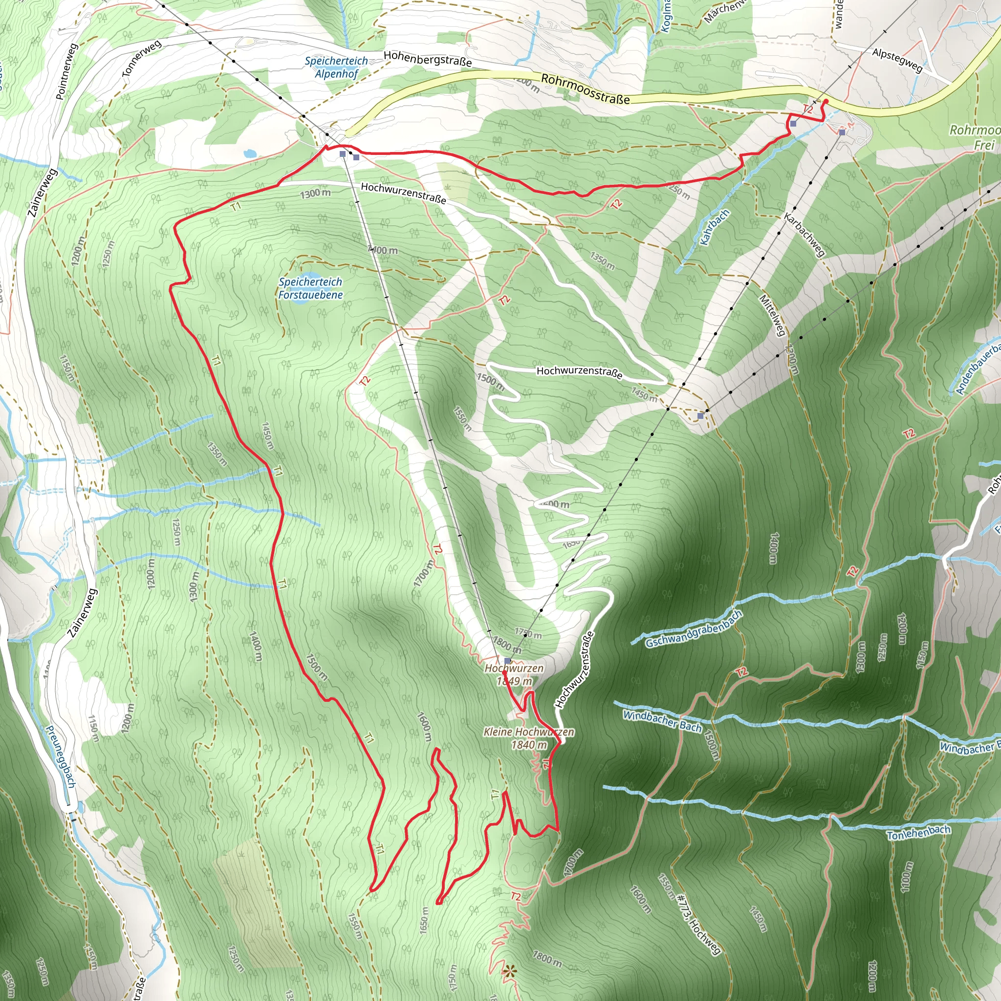 Summit of Hochwurzen to the Valley mobile static map