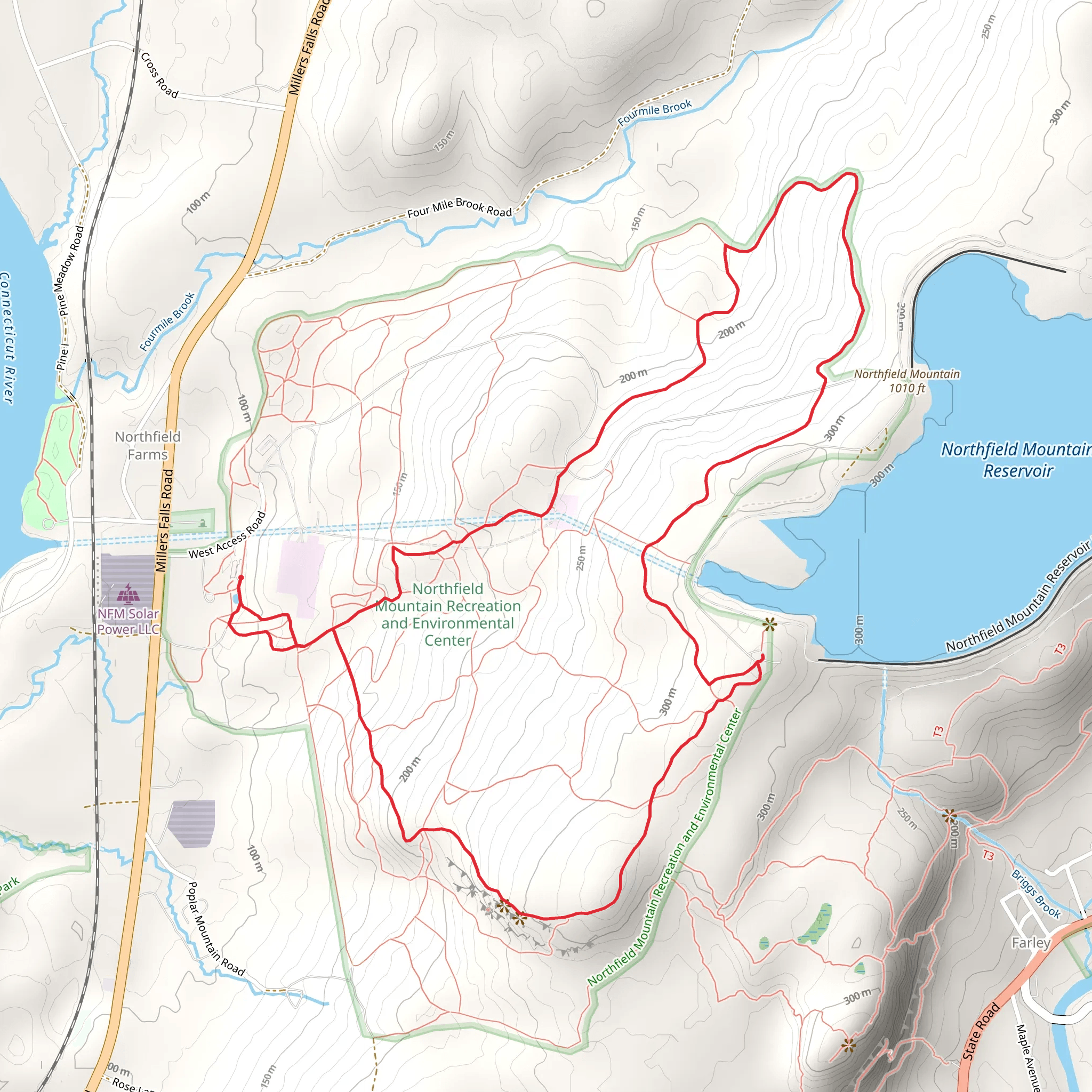Northfield Mountain Reservoir Loop mobile static map