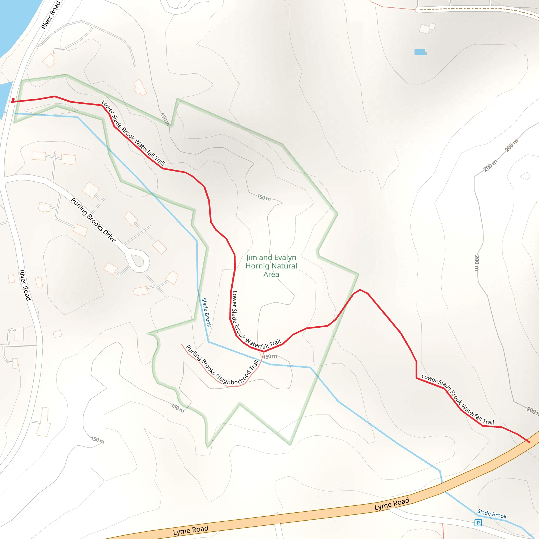 Lower Slade Brook Waterfall Trail Out and Back mobile static map