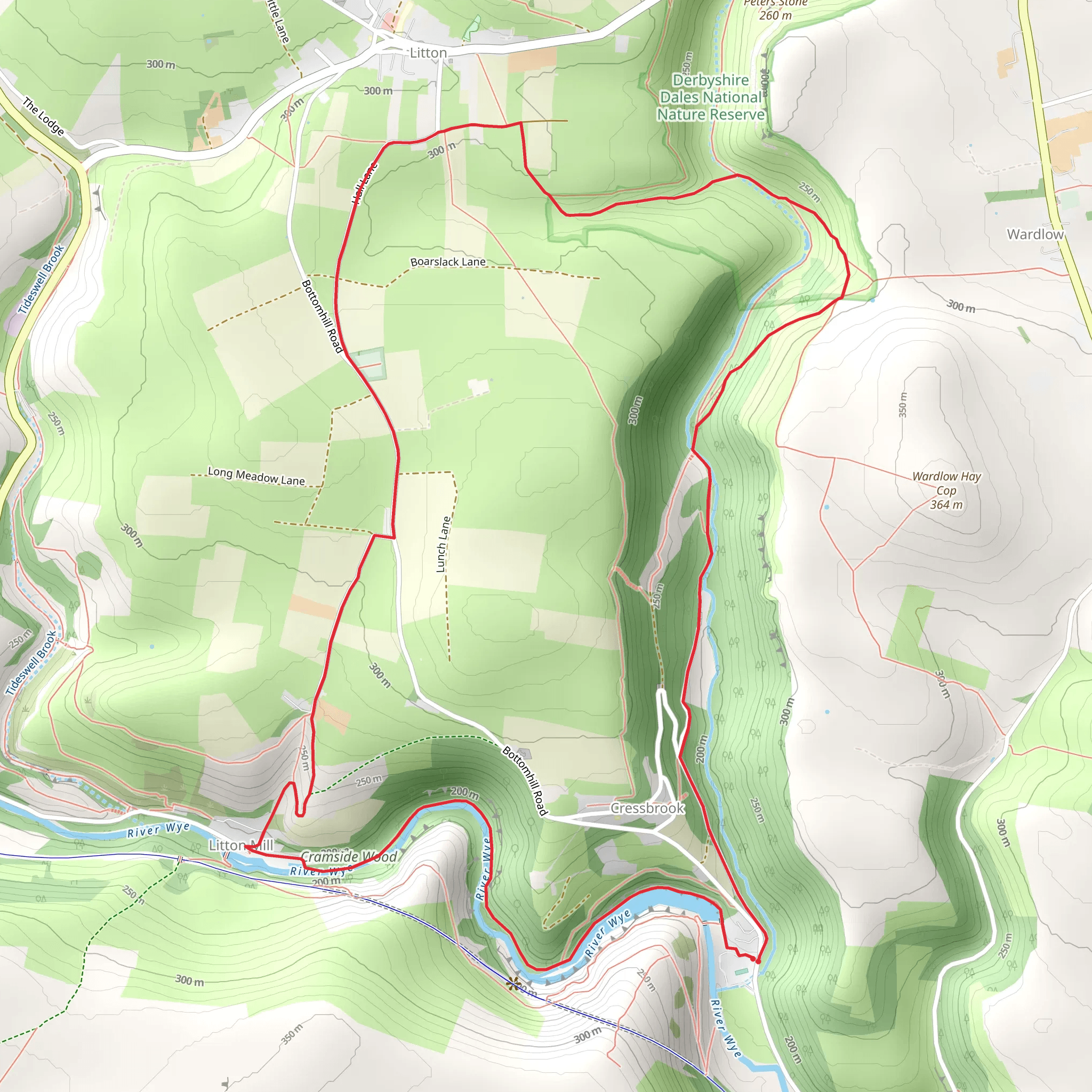 Cressbrook Dale and Miller's Dale Loop from Cressbrook Mill mobile static map