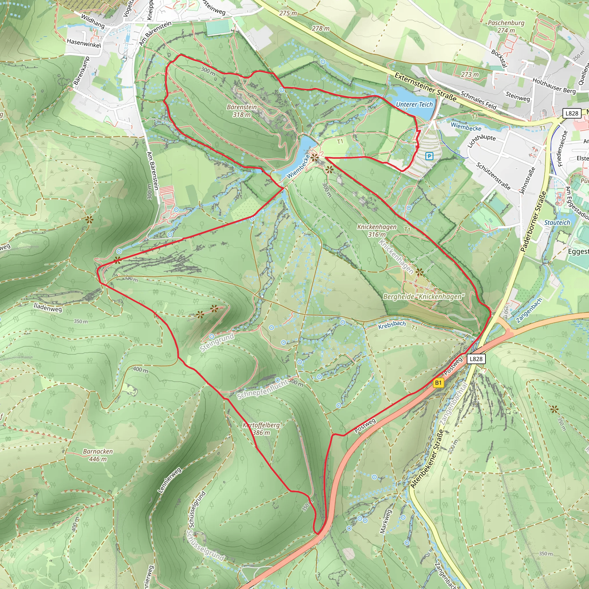Unterer - Oberer Teich, Kleiner Rigi and Kartoffelberg Loop - Externsteine mobile static map