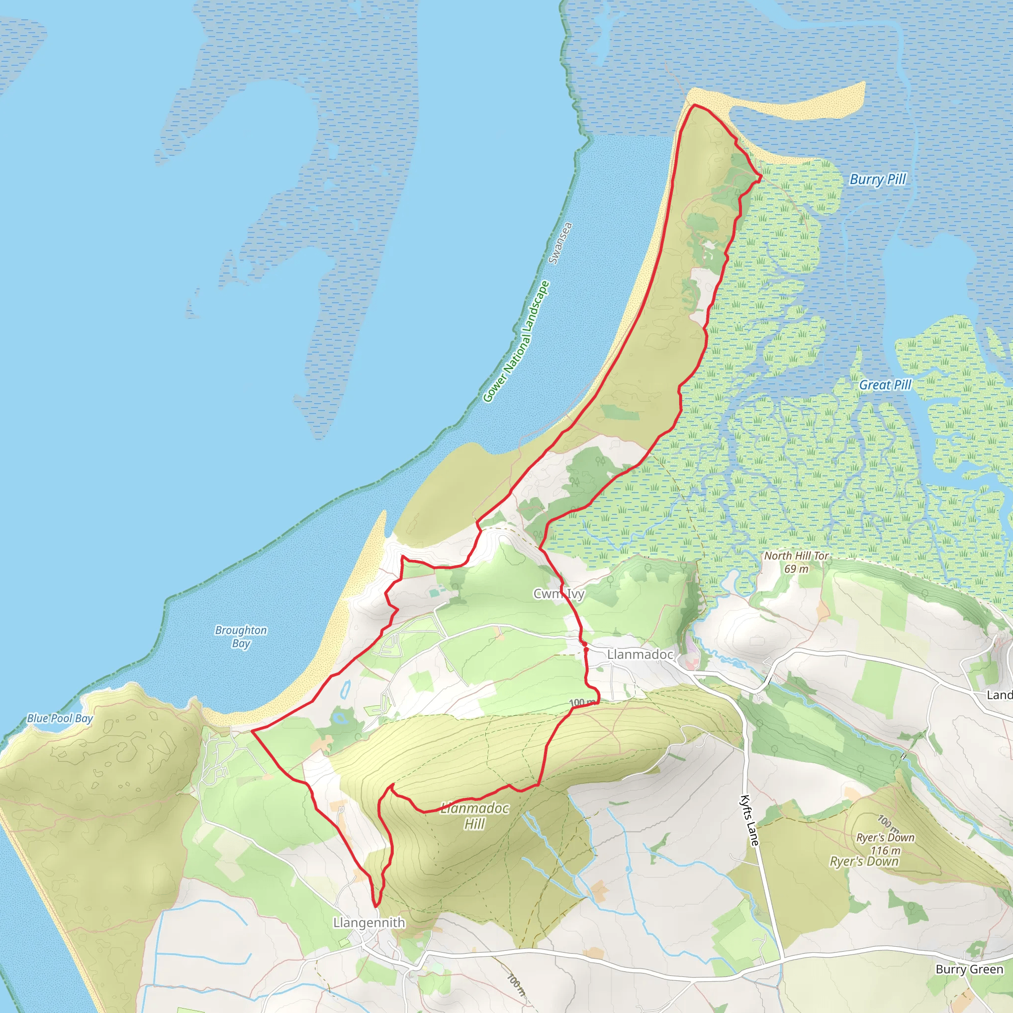 Whiteford Point and Broughton Bay from Llanmadoc mobile static map