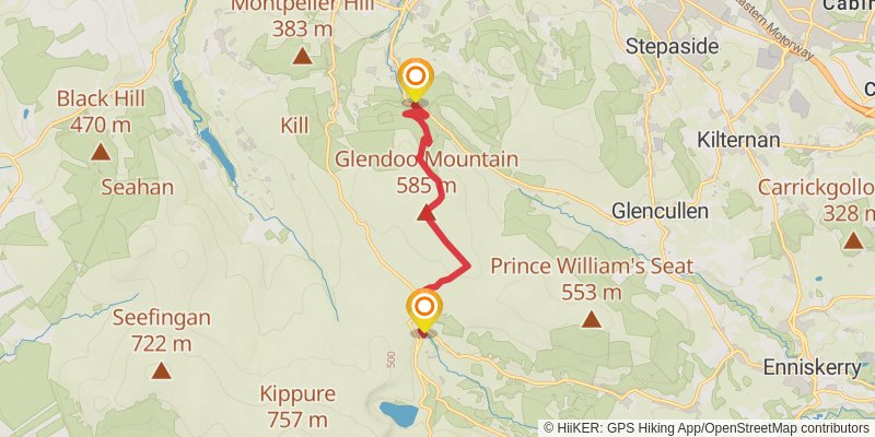 Glencree to Dublin Mountains stage 2 Map