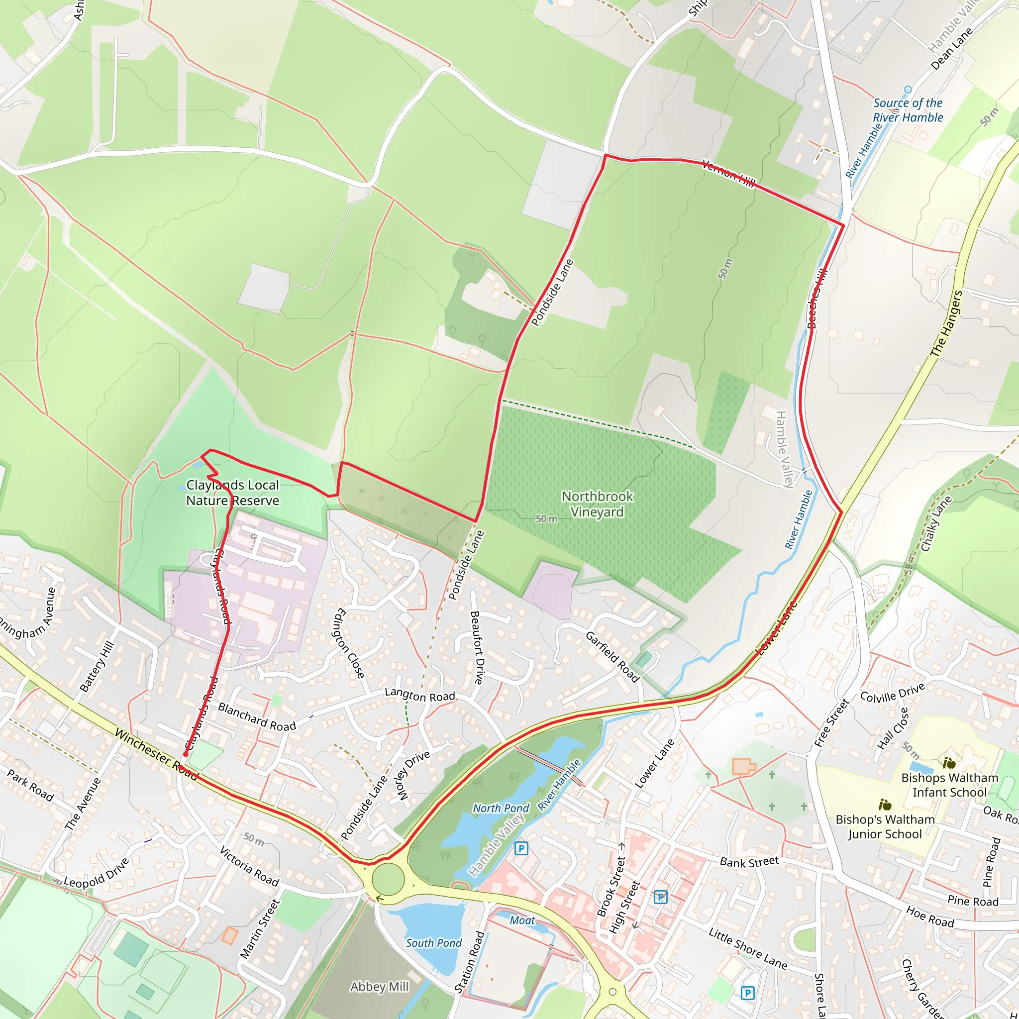Bishop's Waltham Short Loop mobile static map
