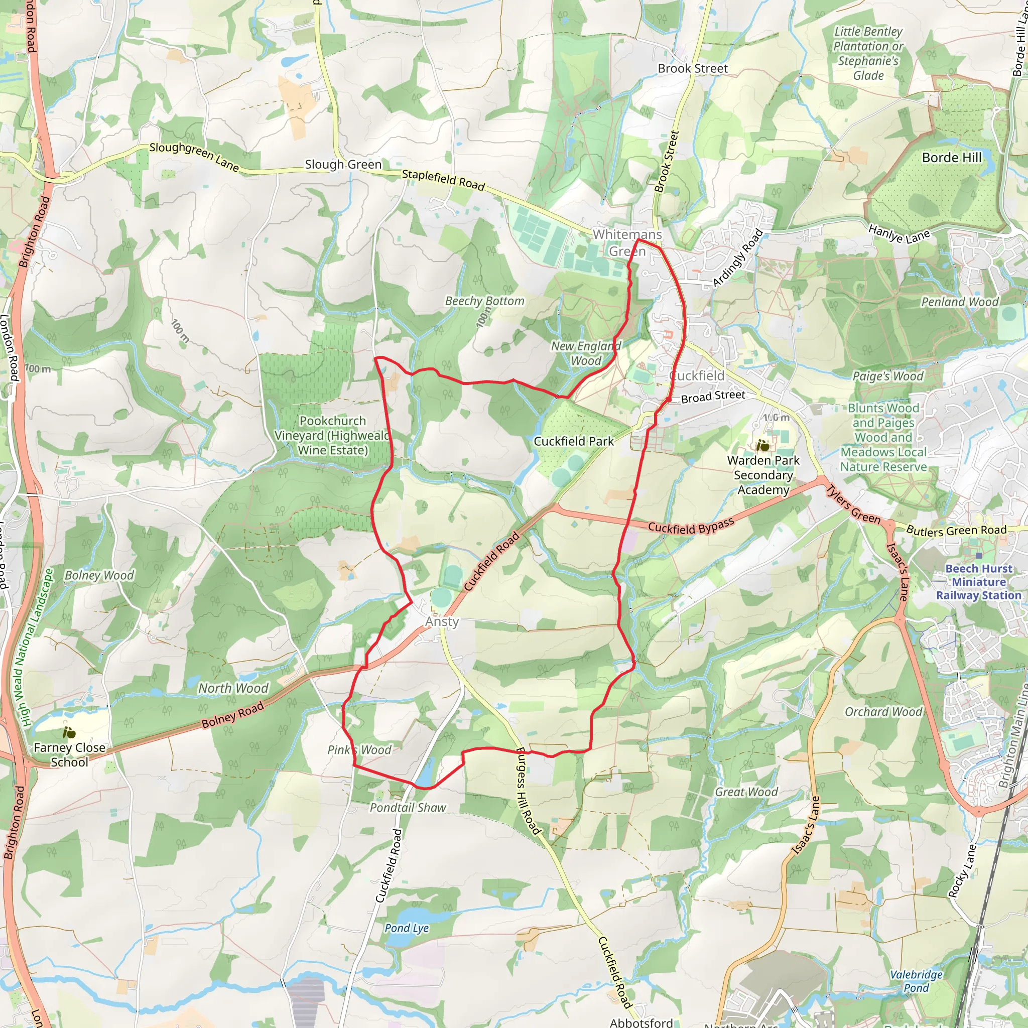 Cuckfield and Ansty Circular Walk mobile static map