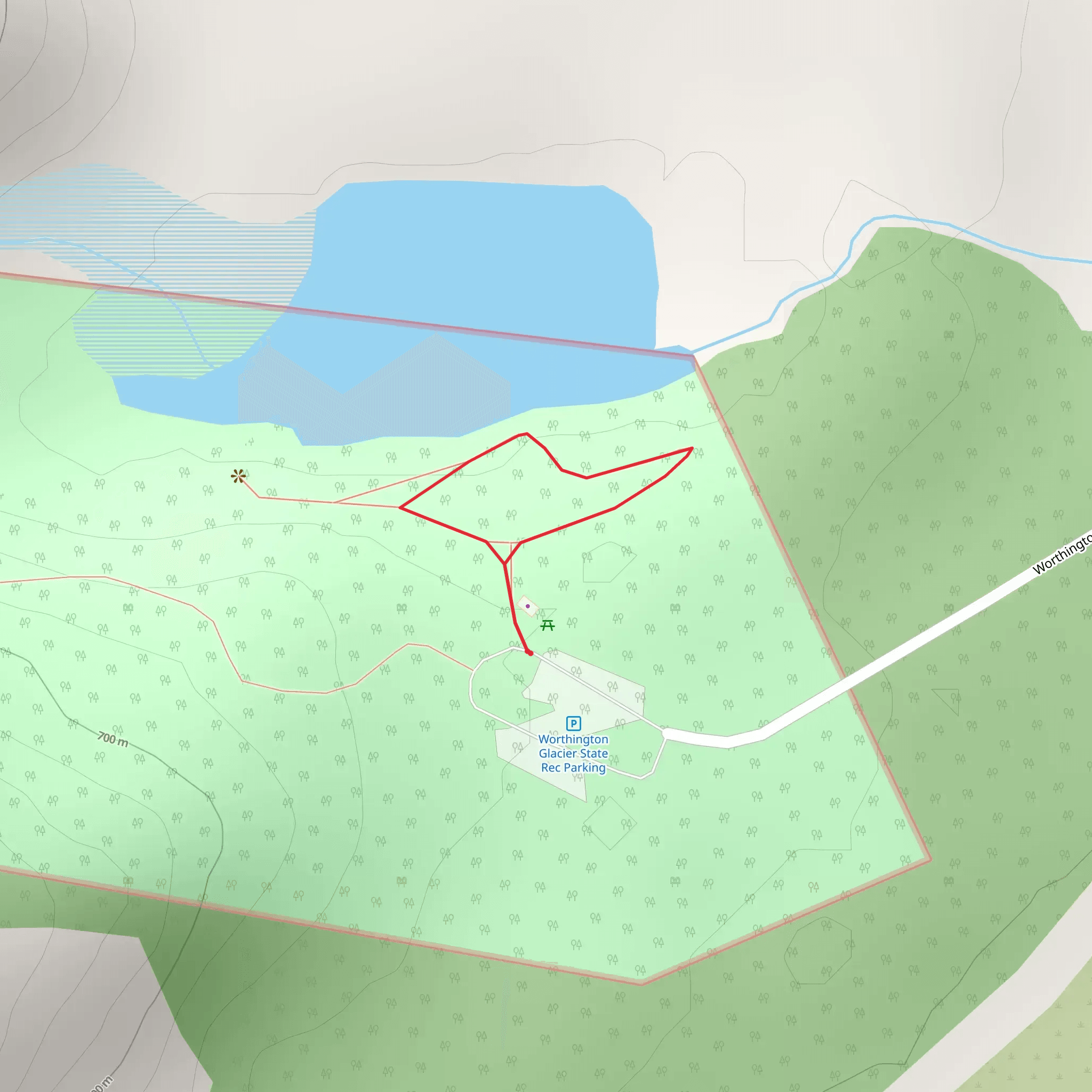 Worthington Glacier State Recreation Site Loop mobile static map