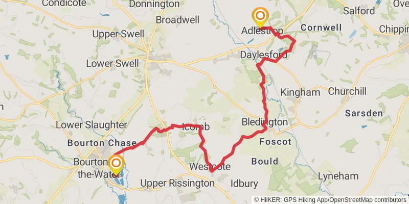North Cotswold Diamond Way stage 5 Map