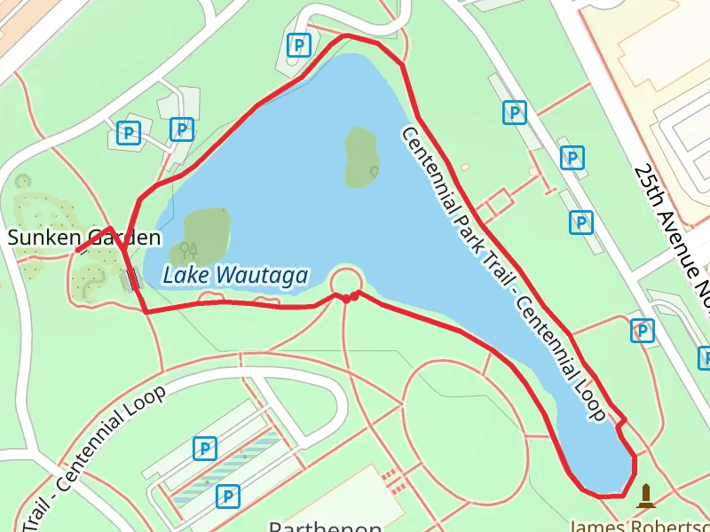 Lake Wautaga and Sunken Garden via Centennial Park‎ Trail - Centennial Lake Connector