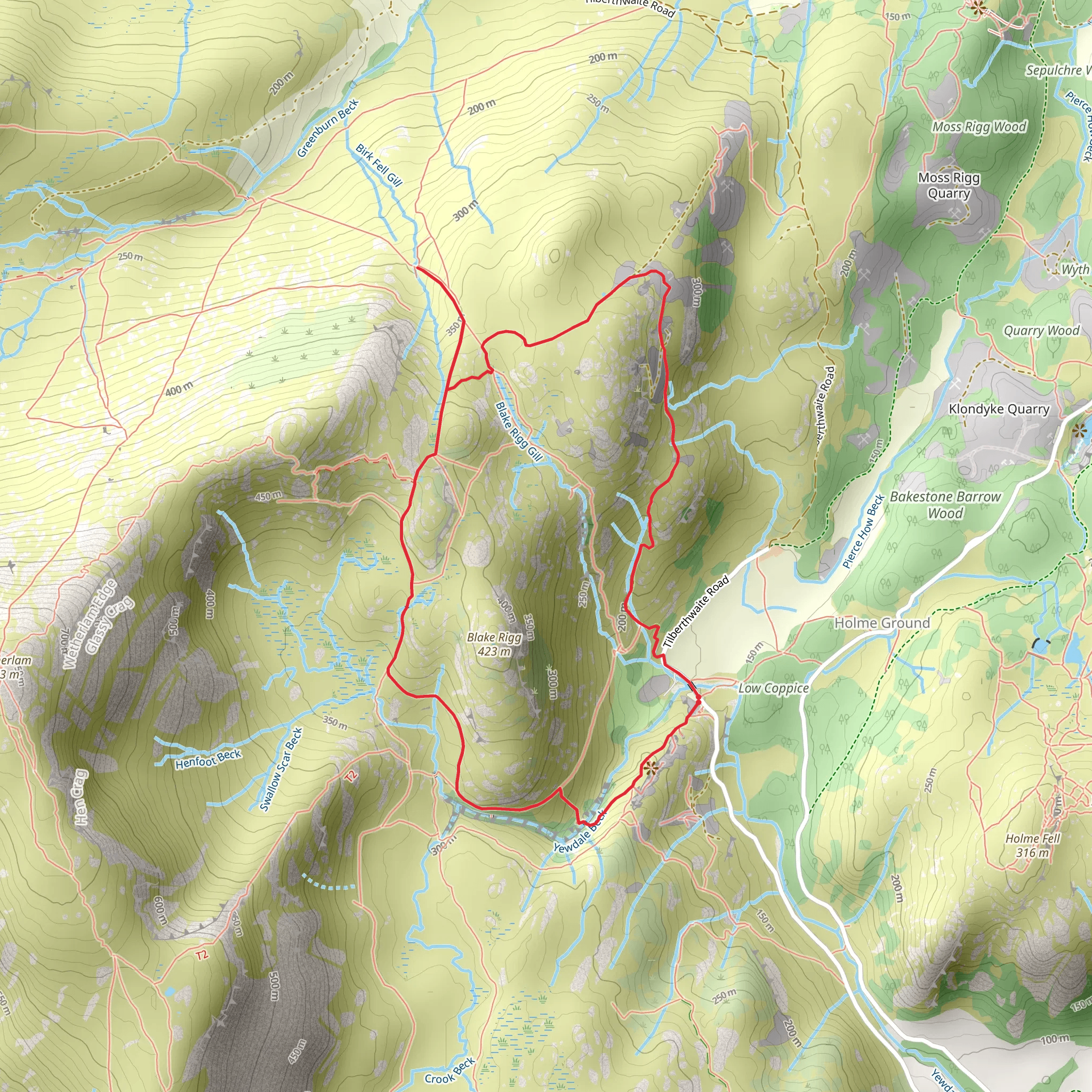 Hawk Rigg and Tilberthwaite Gill Loop mobile static map
