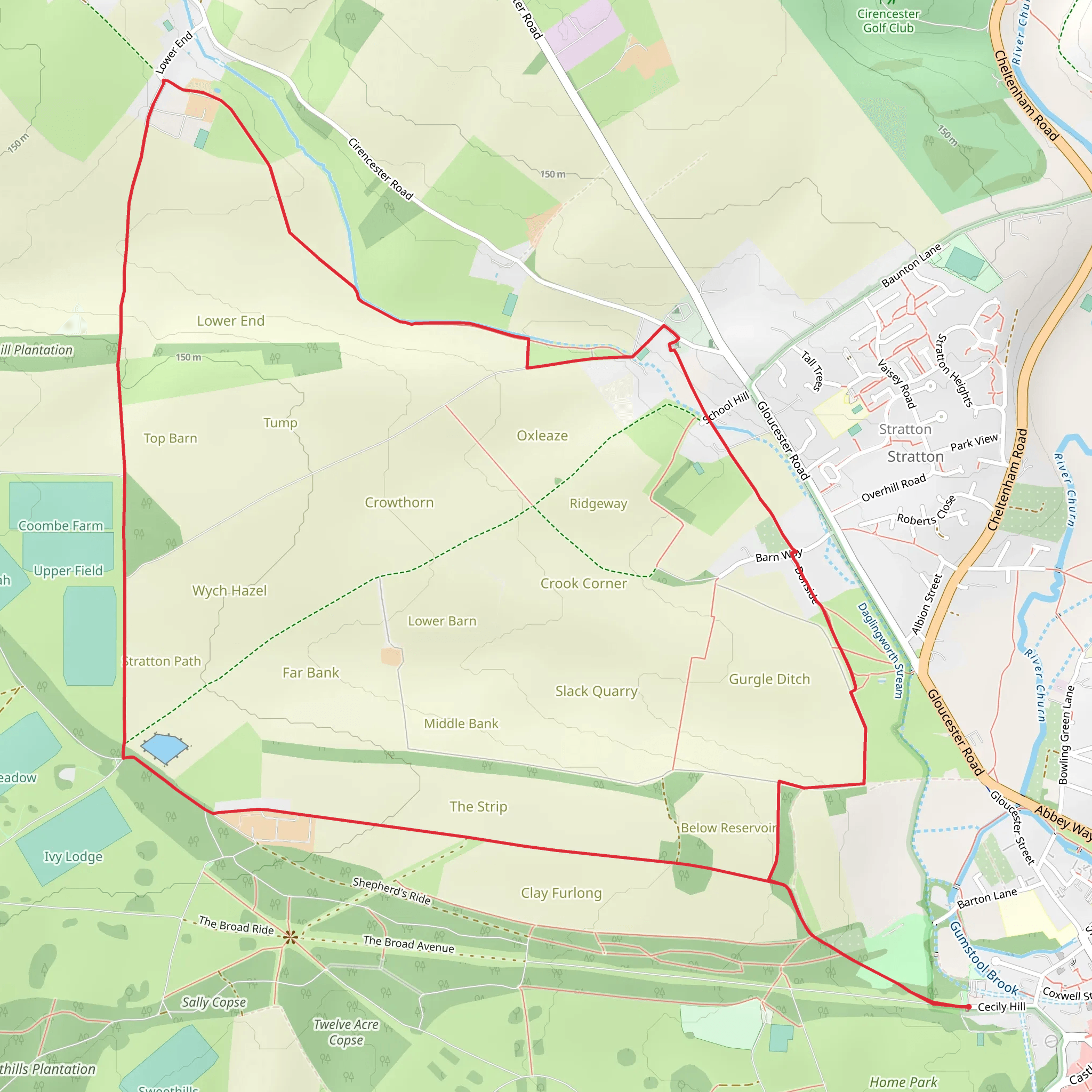 Wellhill Copse Loop - Ciencester mobile static map