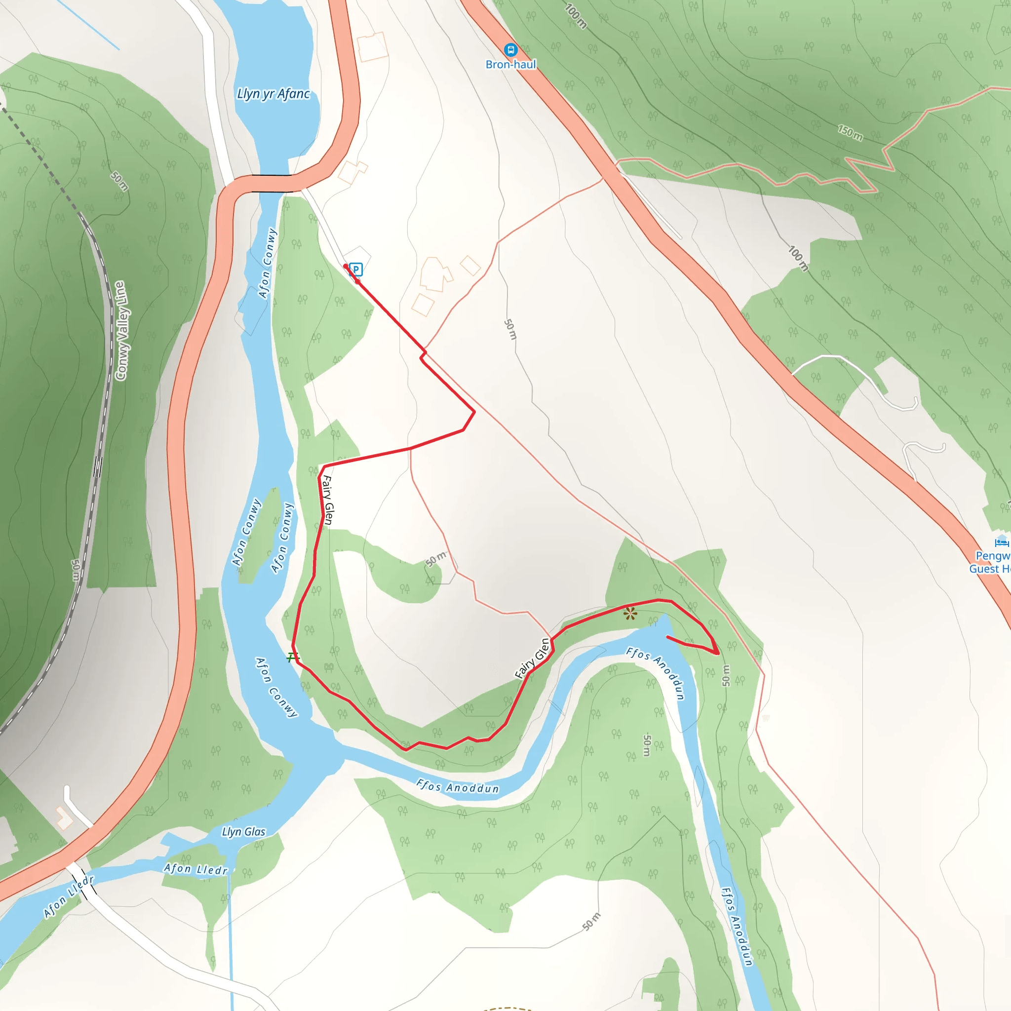 Fairy Glen Betws y Coed Walk mobile static map