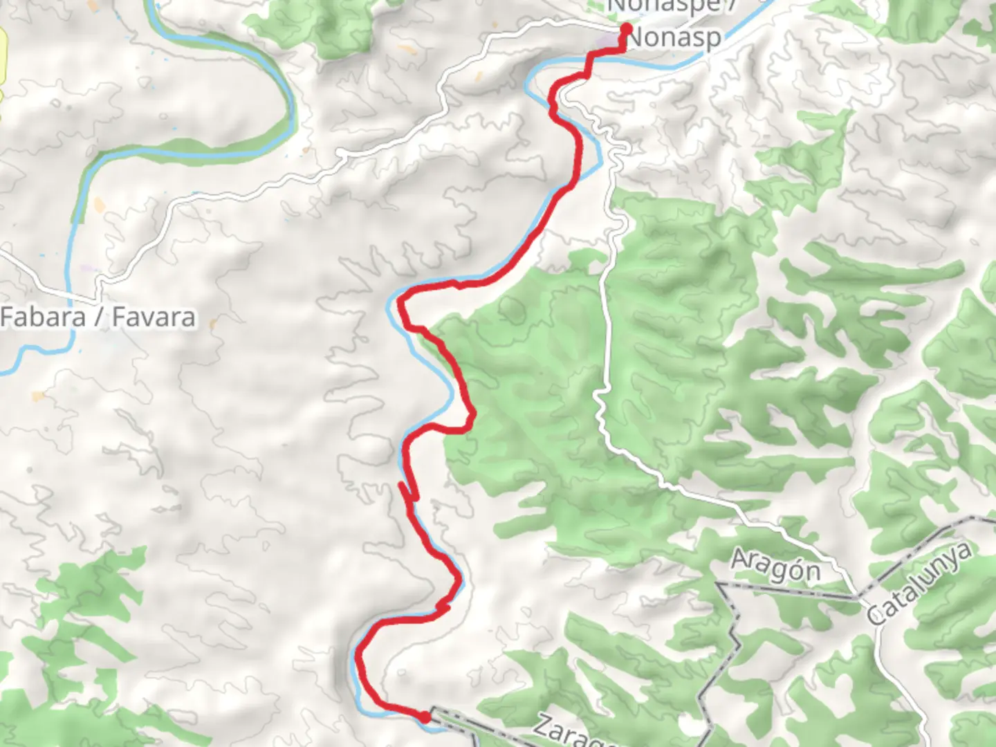 An image depicting the trail Nonaspe-Pinyeres PR Z 156 and its surrounding area.