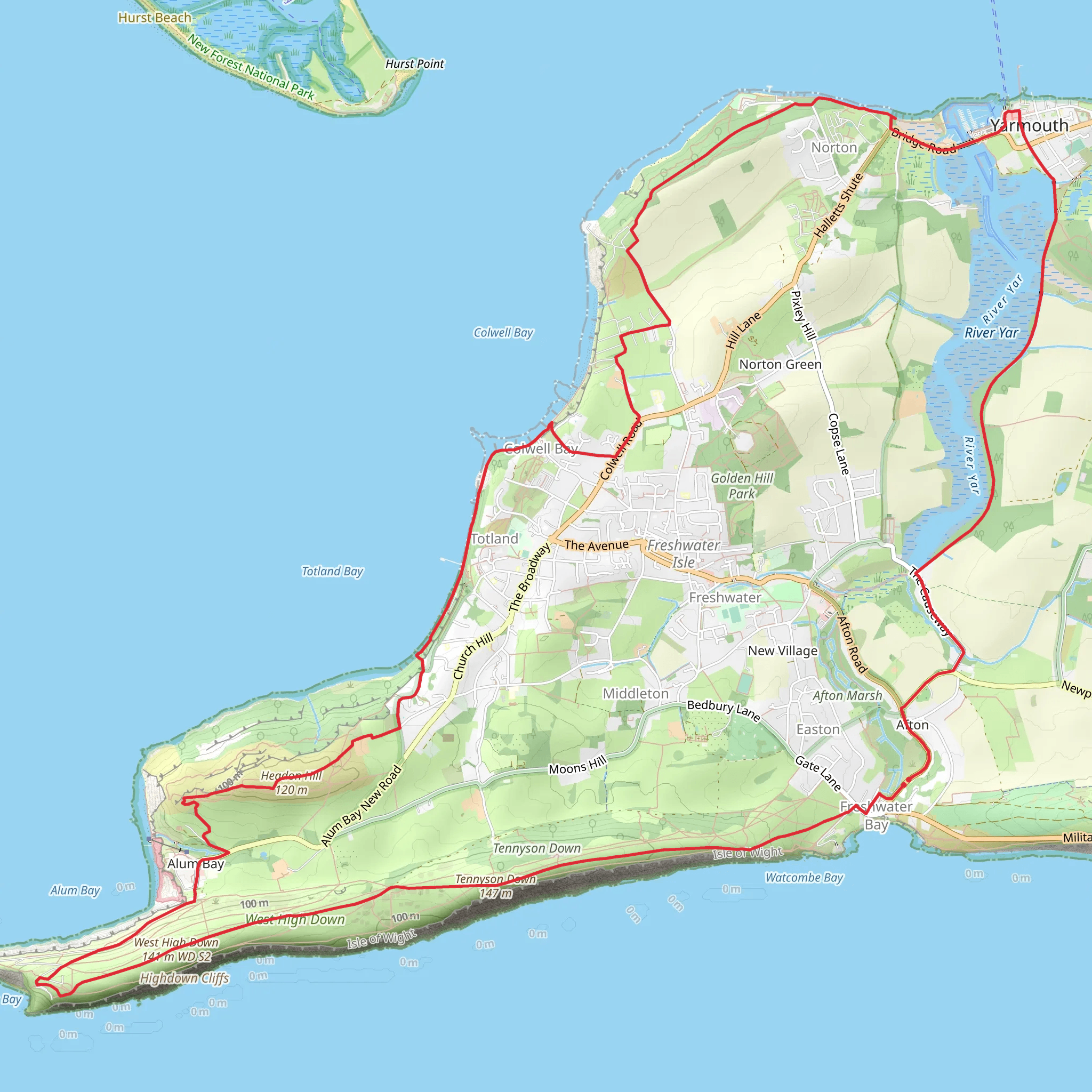 Freshwater Bay, Alum Bay, Colwell Bay and Norton Loop mobile static map