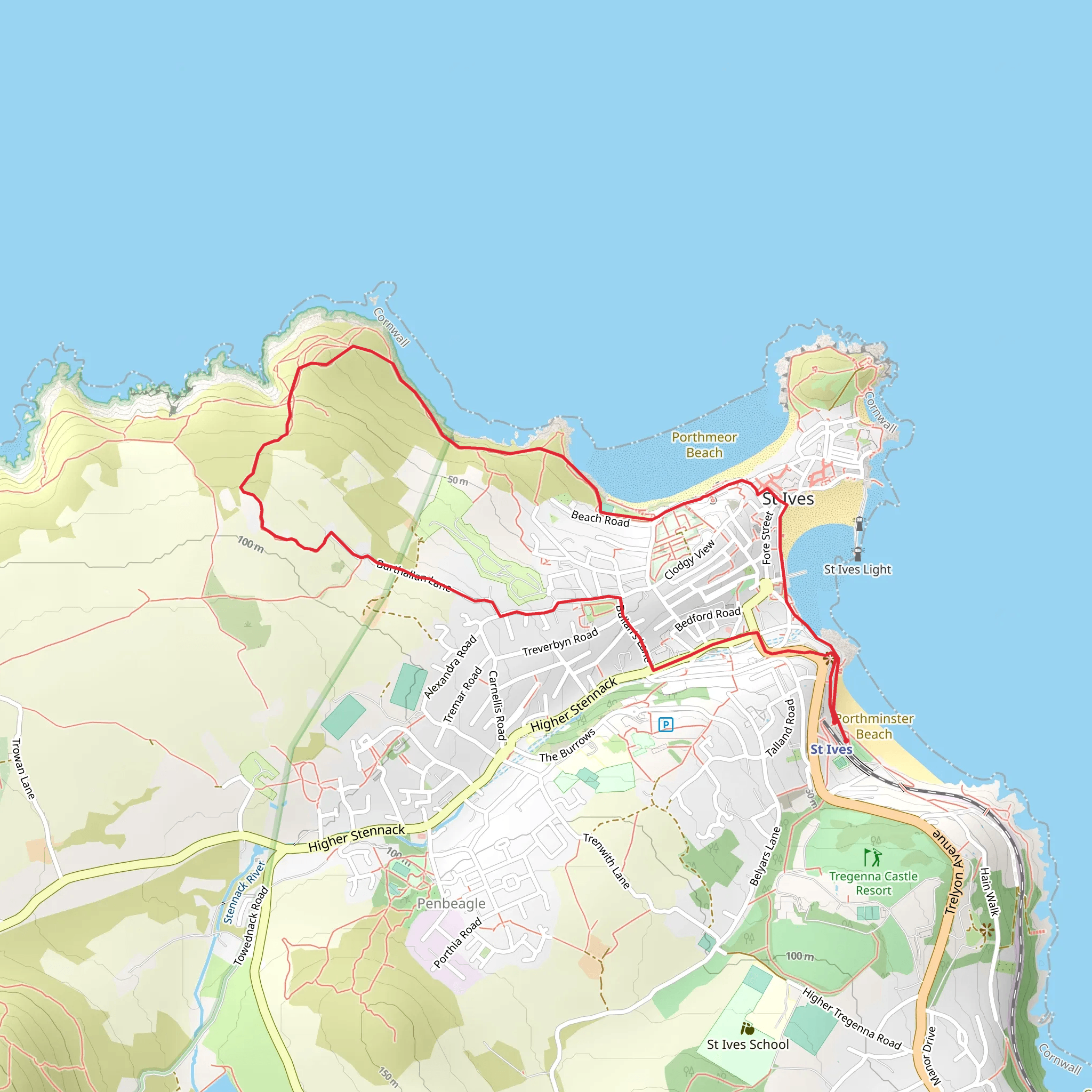 Carbis Bay Station - Clodgy Point Walk mobile static map