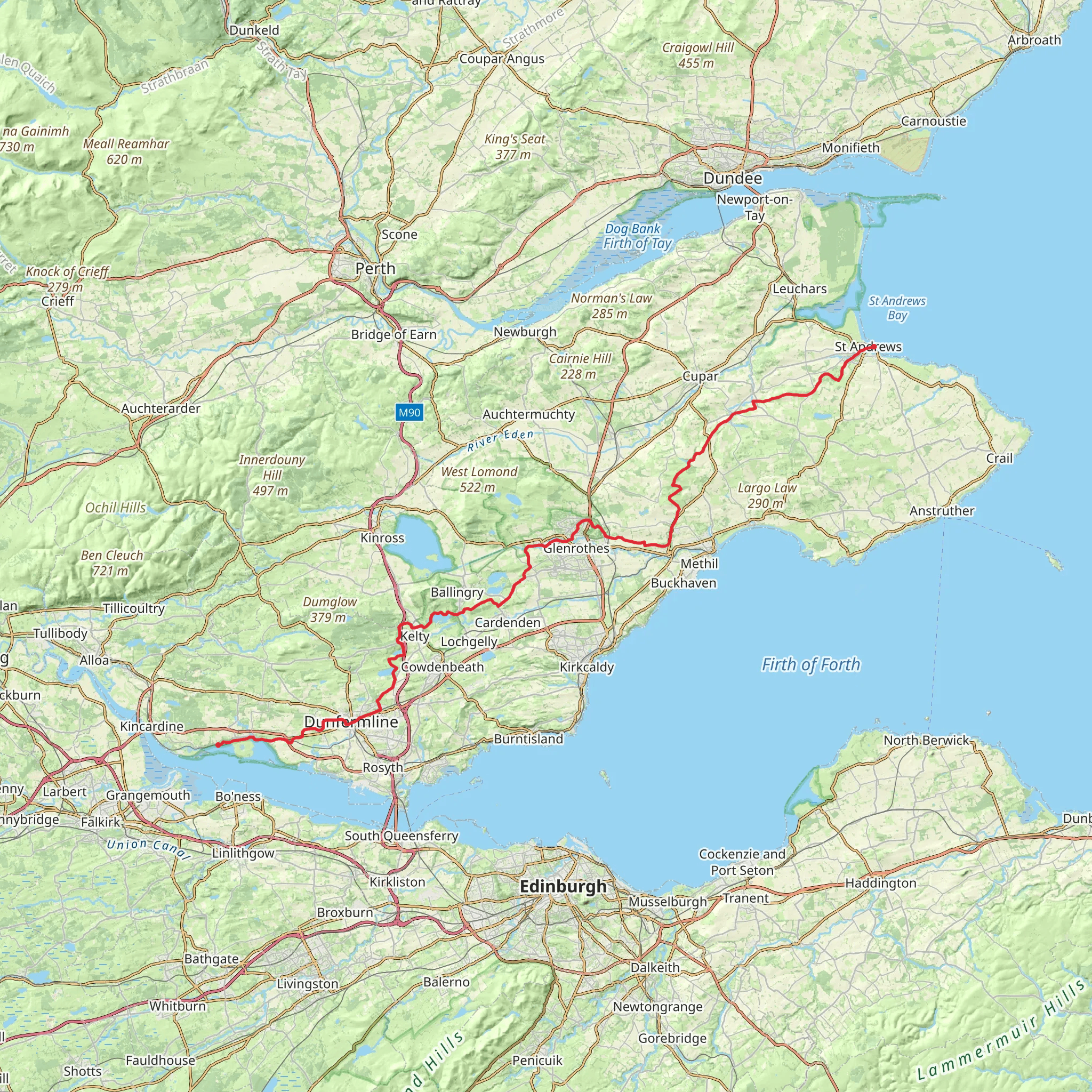 Fife Pilgrim Way mobile static map