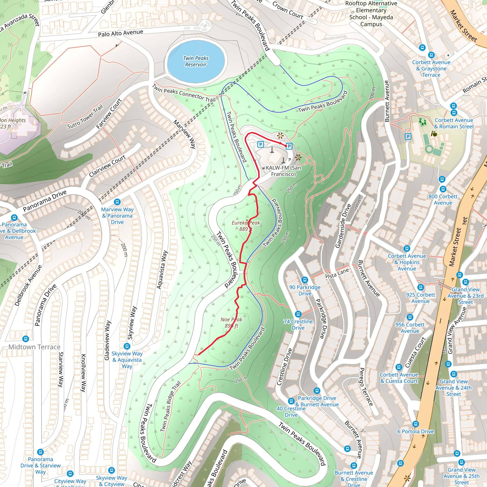 Twin Peaks via Christmas Tree Point Road mobile static map