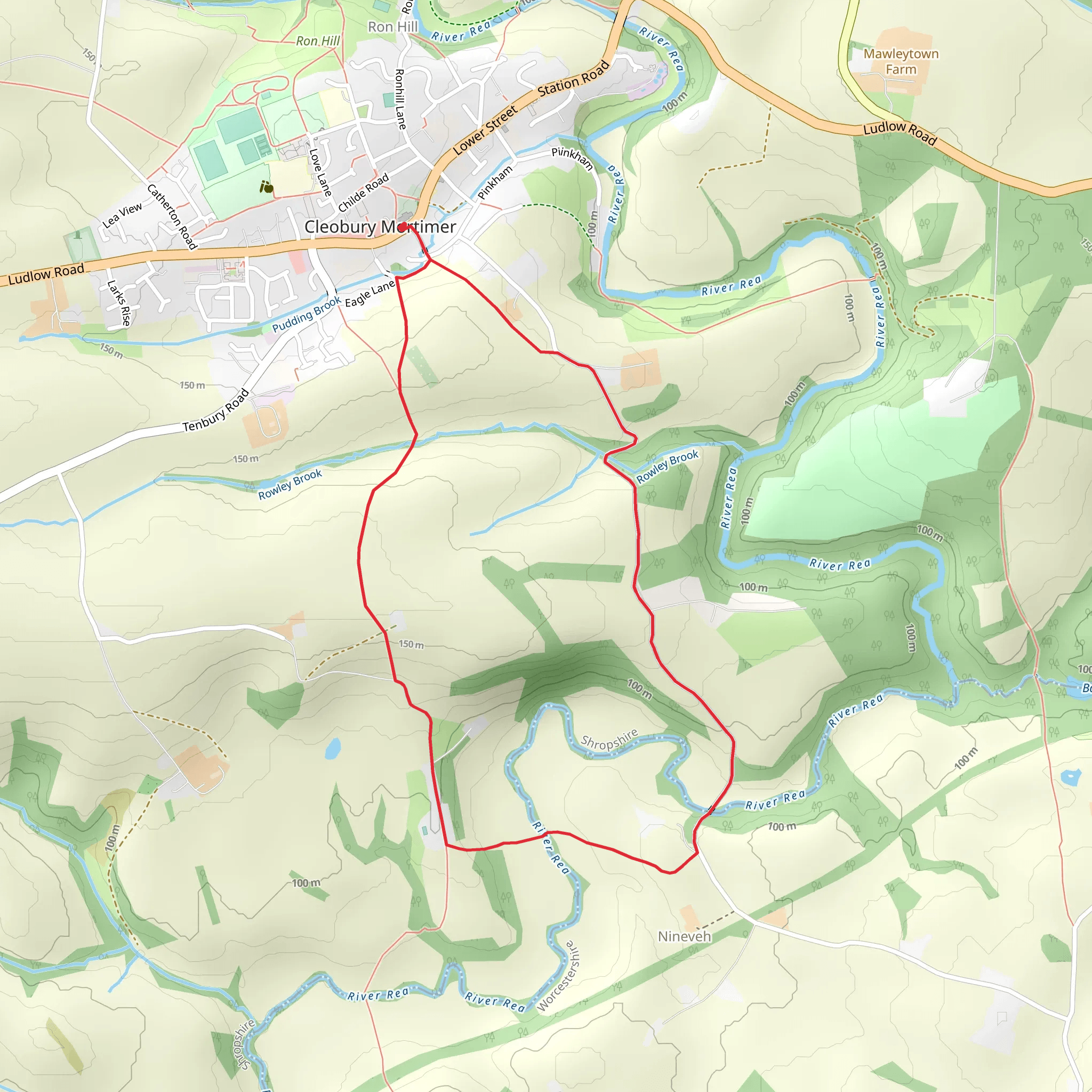 Cleobury Mortimer Circular Walk mobile static map