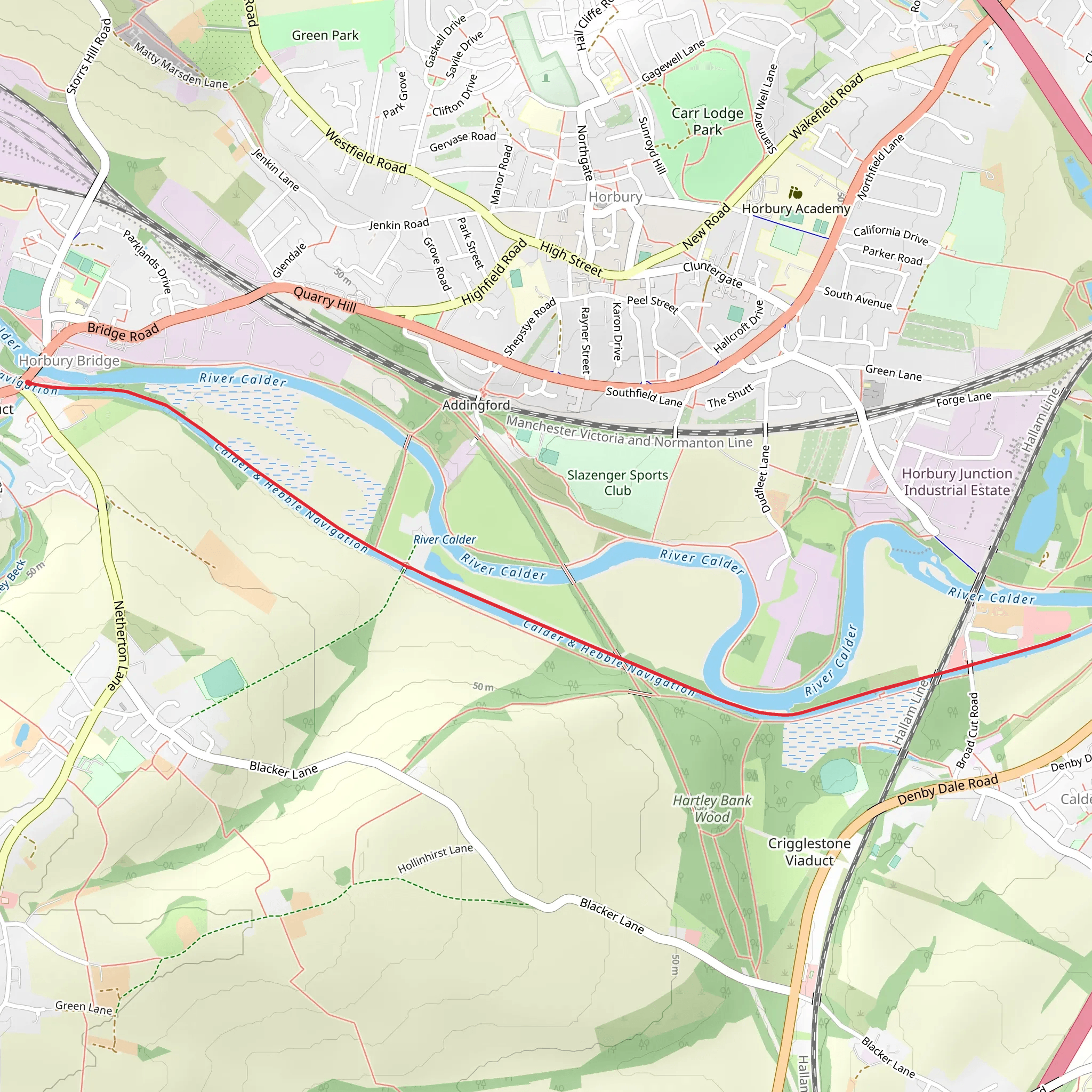 Calder and Hebble Navigation from Horbury Bridge mobile static map
