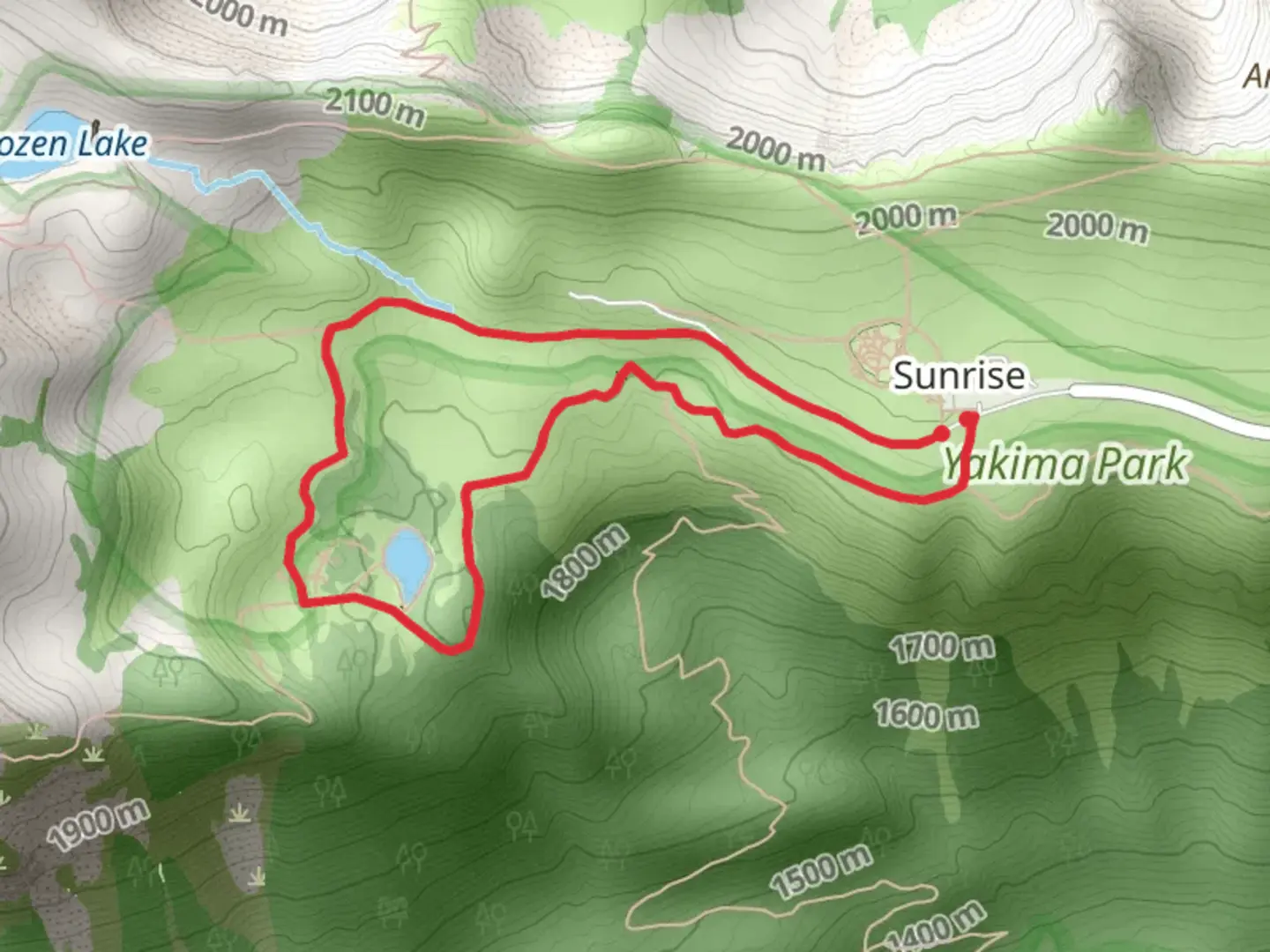 An image depicting the trail Wonderland Trail and Sunrise Rim Loop and its surrounding area.