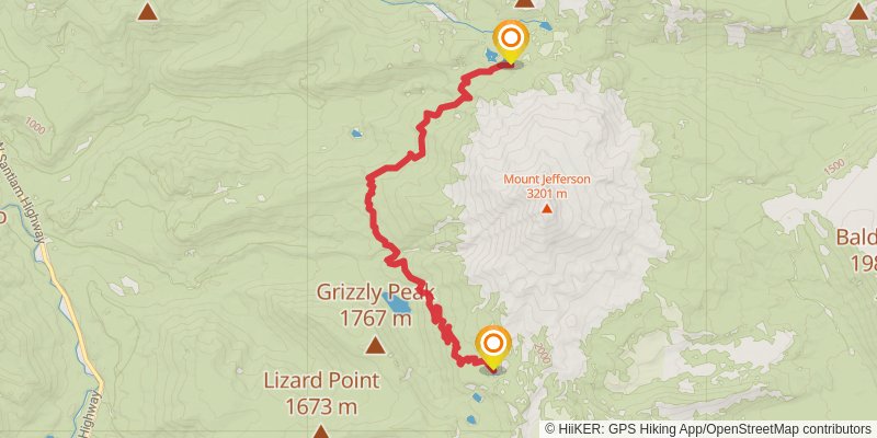 Mount Jefferson Wilderness Traverse stage 3 Map