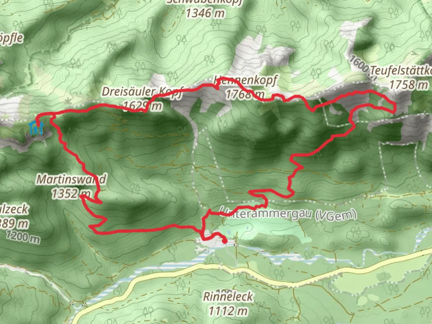 An image depicting the trail Hennenkopf Loop - Linderwald and its surrounding area.